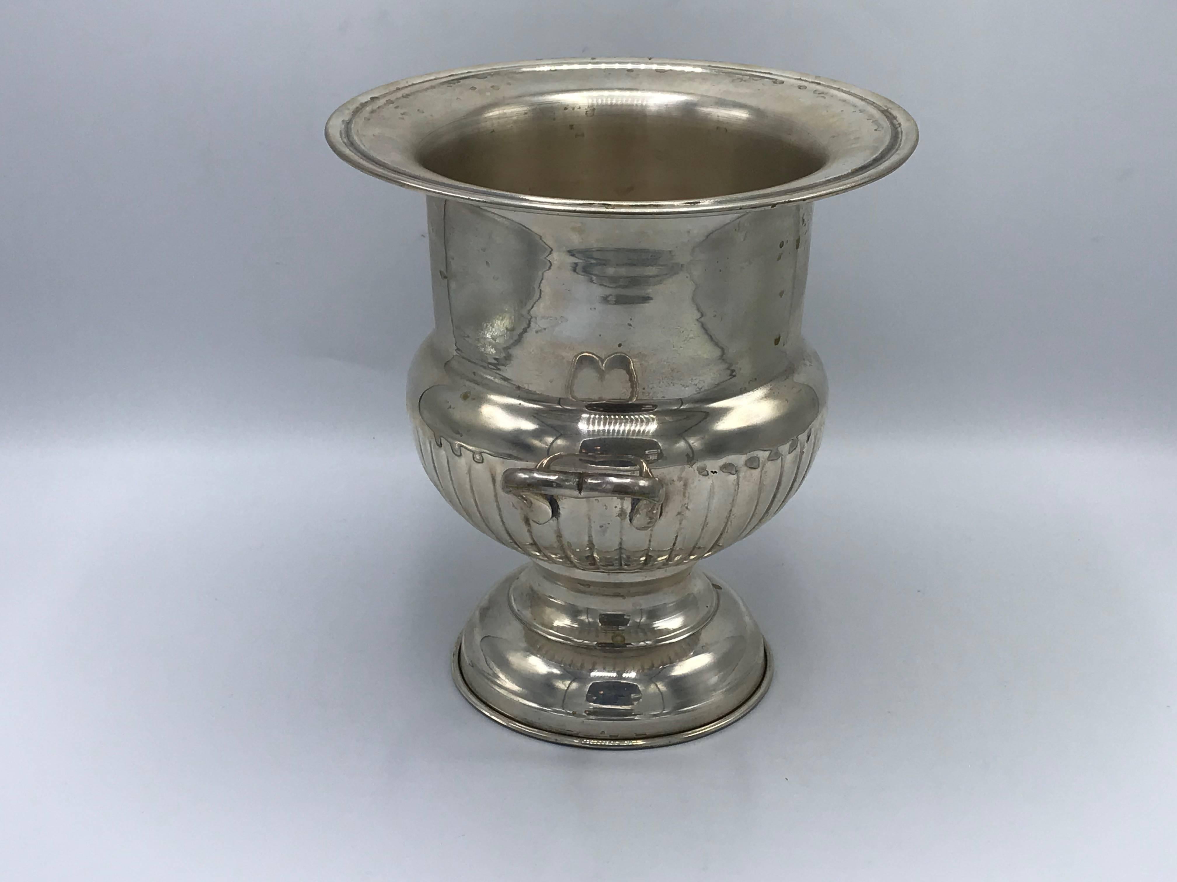 Offered is a beautiful, 1970s silver-plate wine chiller.