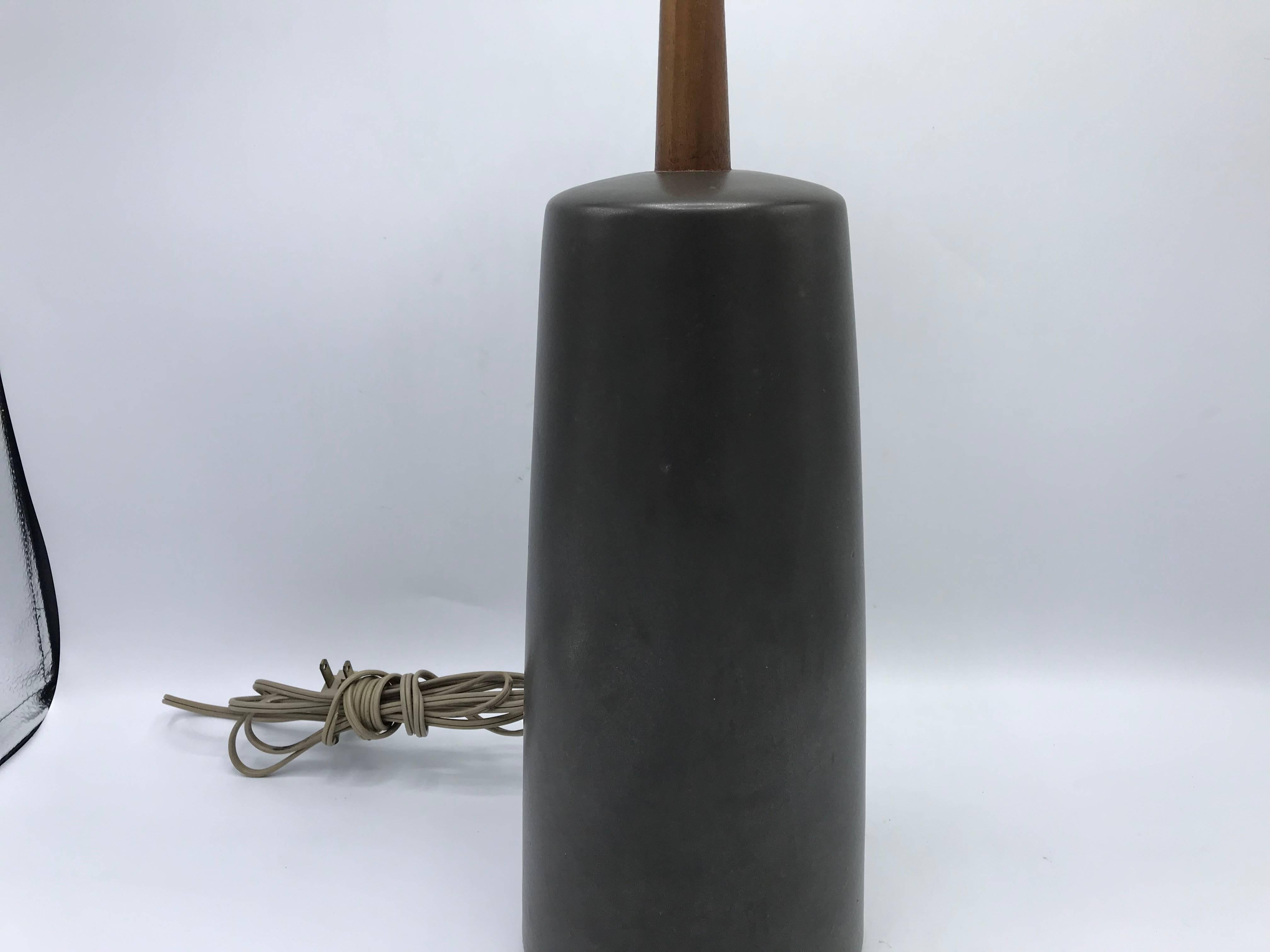 American 1960s Martz Ceramic Lamp with Original Teak Finial