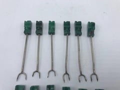 1960s Malachite Easter Island Statue Hors D'Oeuvres Skewer Picks, Set of Twelve