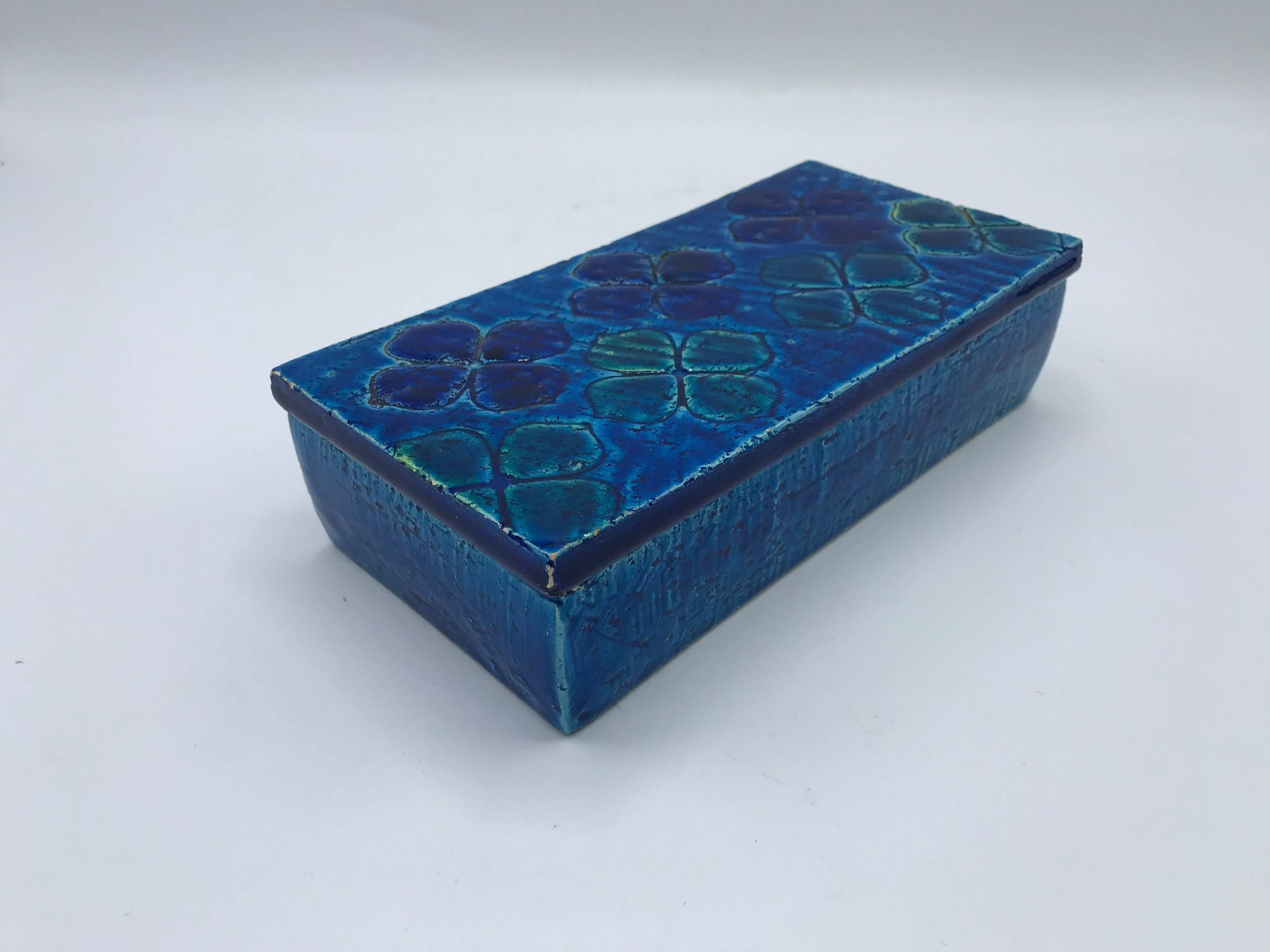 Modern Aldo Londi Bitossi Blue Clover Motif Box, Sample #10/20