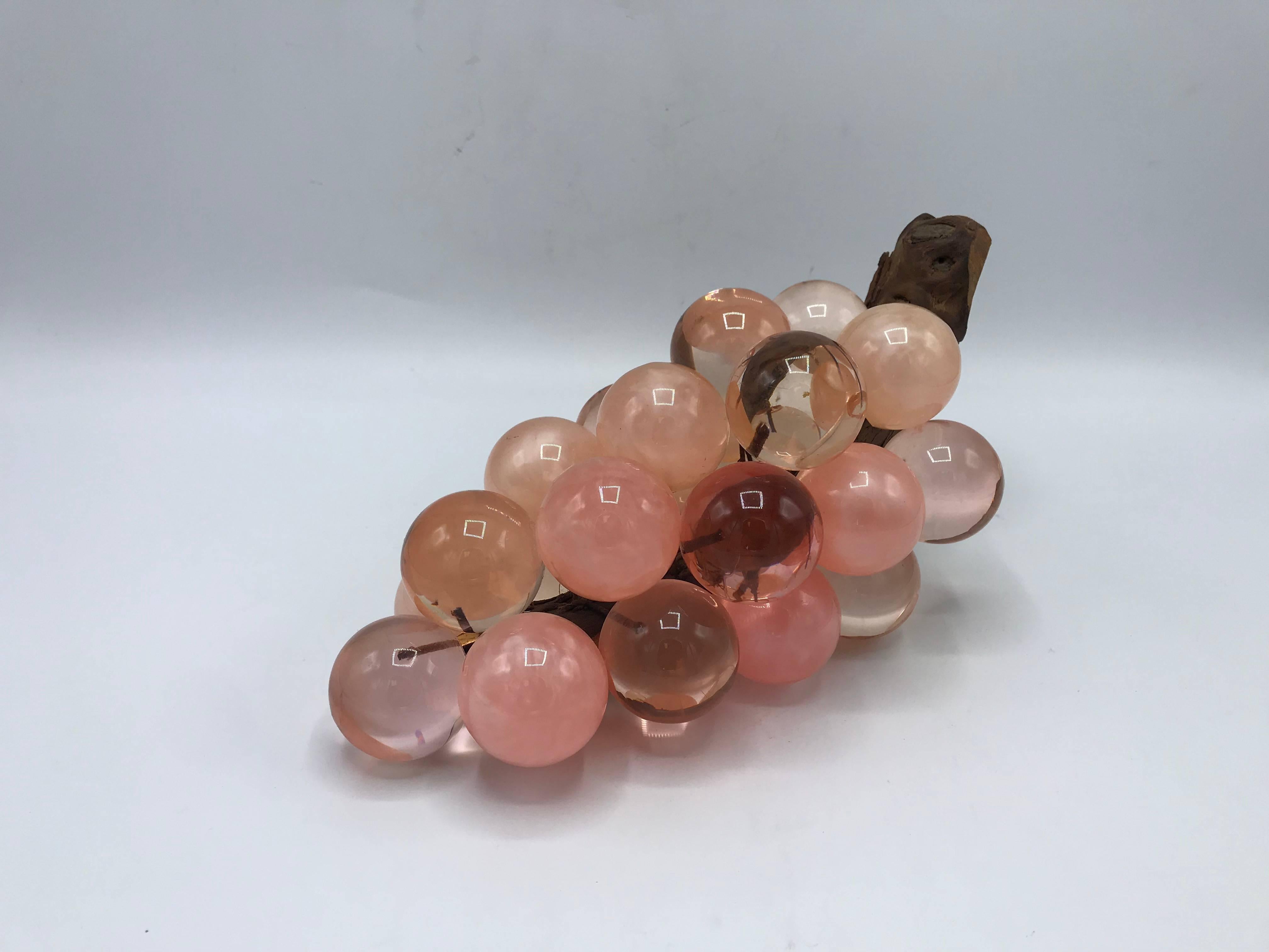 Mid-Century Modern 1960s Italian Pink Lucite Grape Sculpture