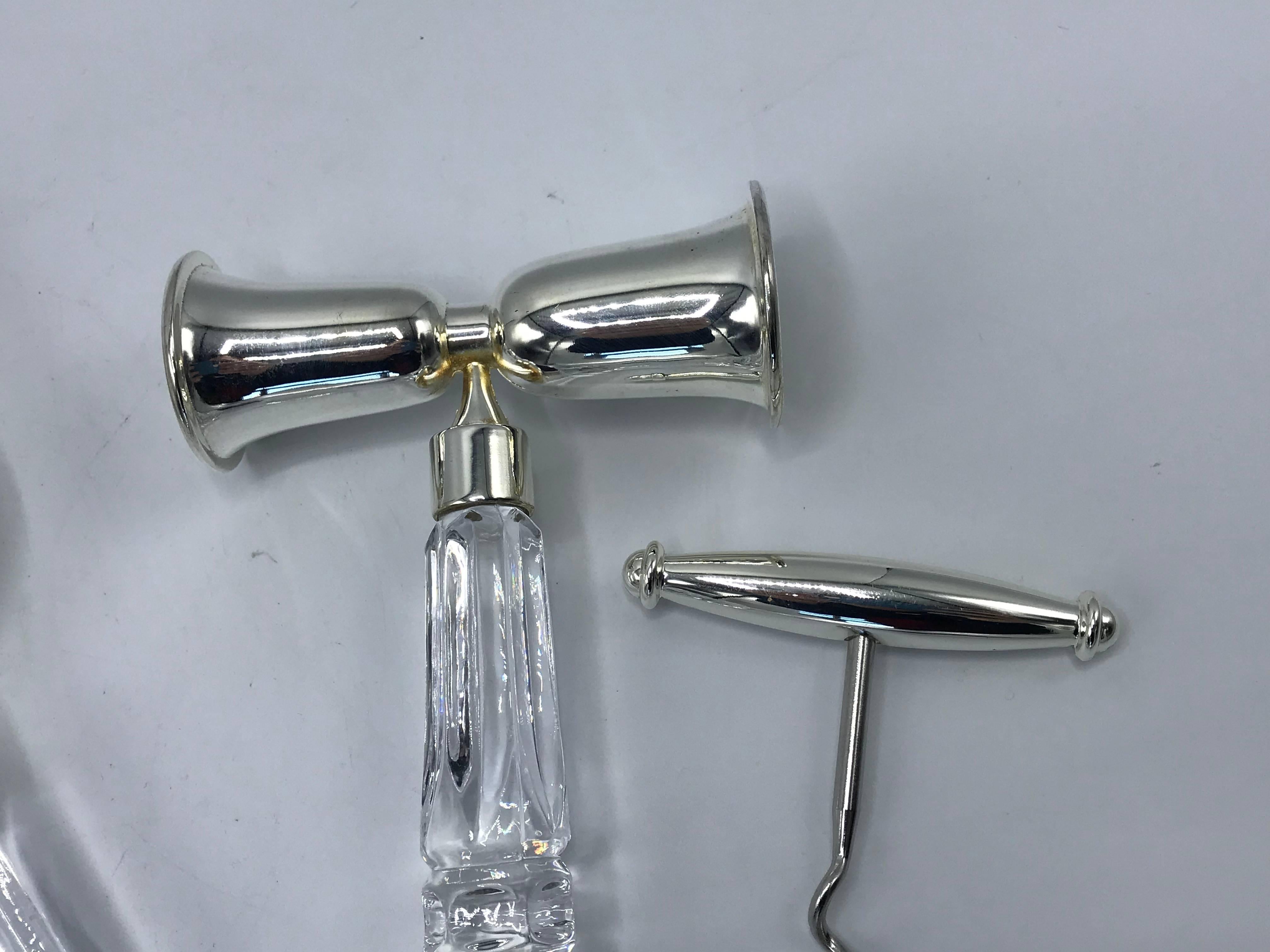 20th Century 1970s Italian Crystal and Silver-Plate Cocktail Bar Set, Set of Four