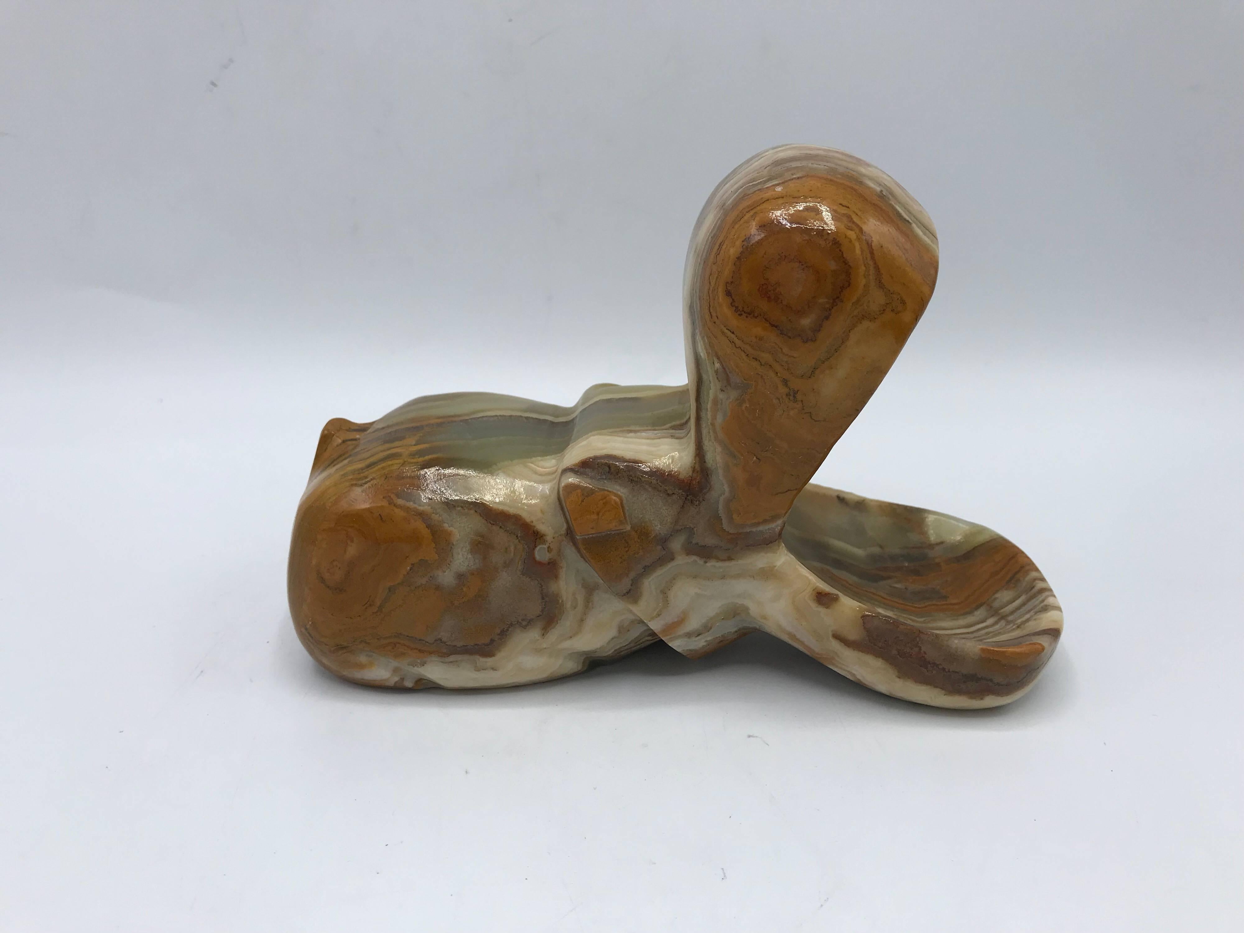 1970s Italian Onyx Hippo Sculpture Ring Dish In Excellent Condition In Richmond, VA