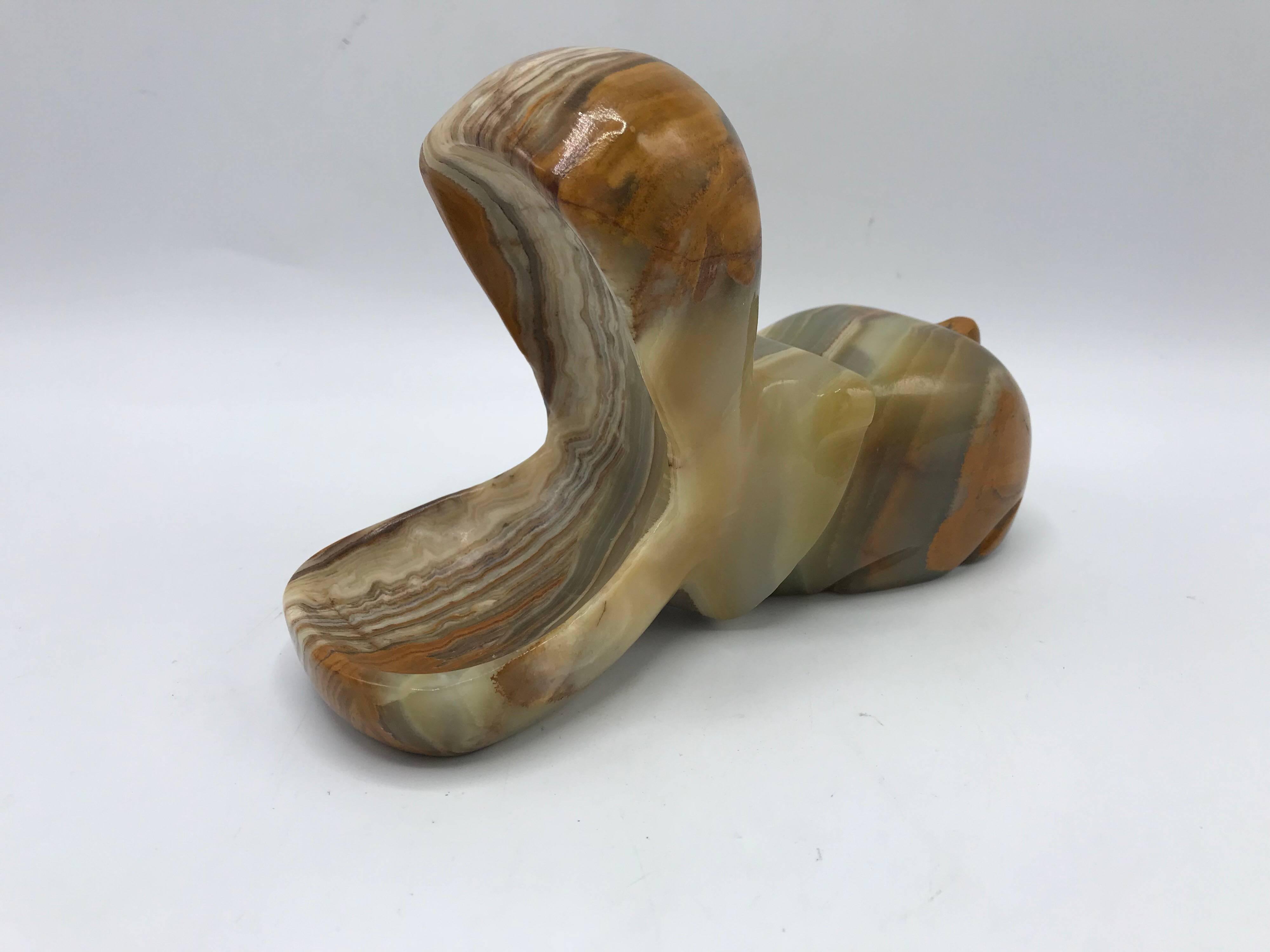 20th Century 1970s Italian Onyx Hippo Sculpture Ring Dish