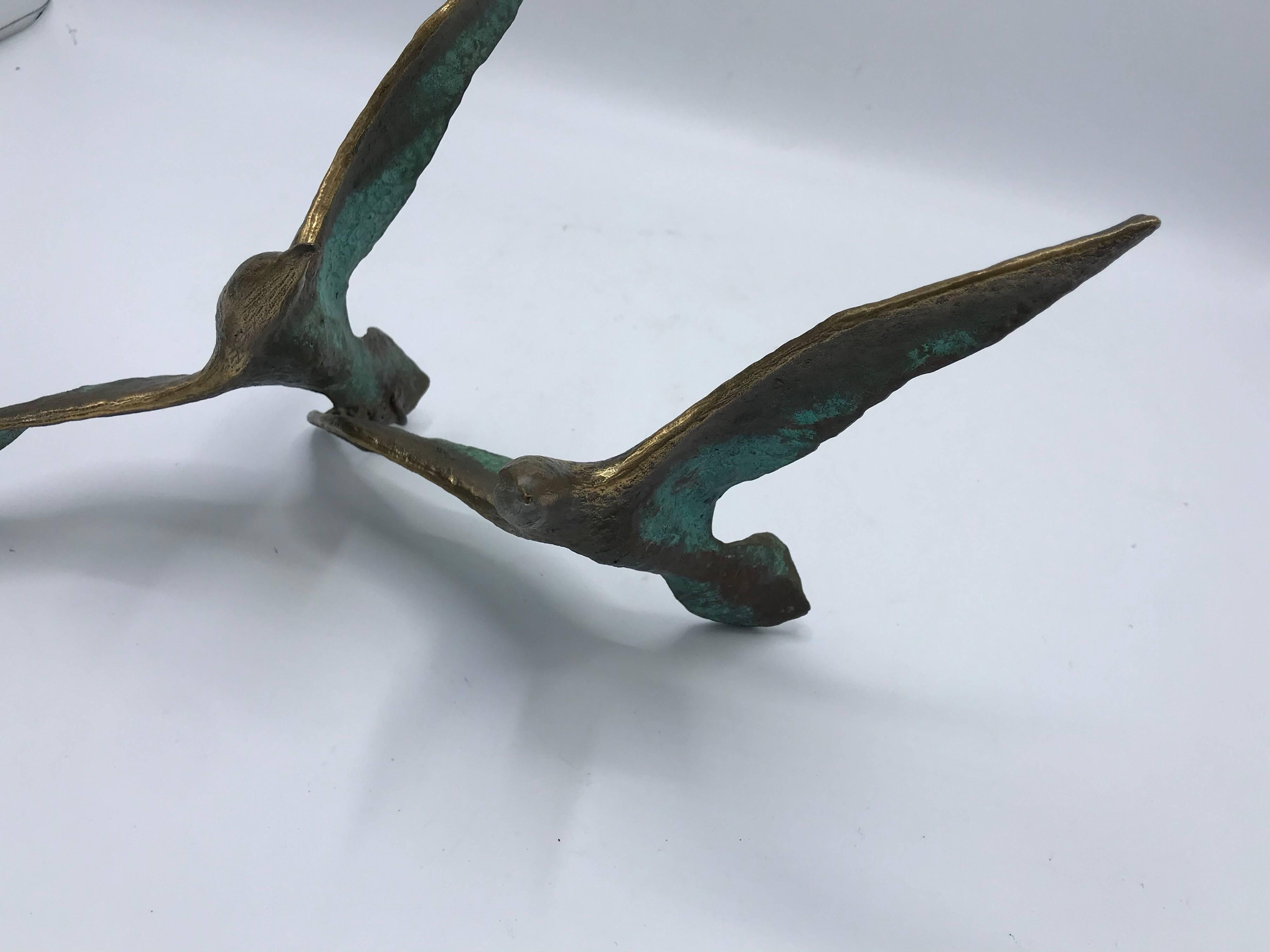 1960s Modern Bronze Birds in Flight Wall Sculpture In Excellent Condition In Richmond, VA