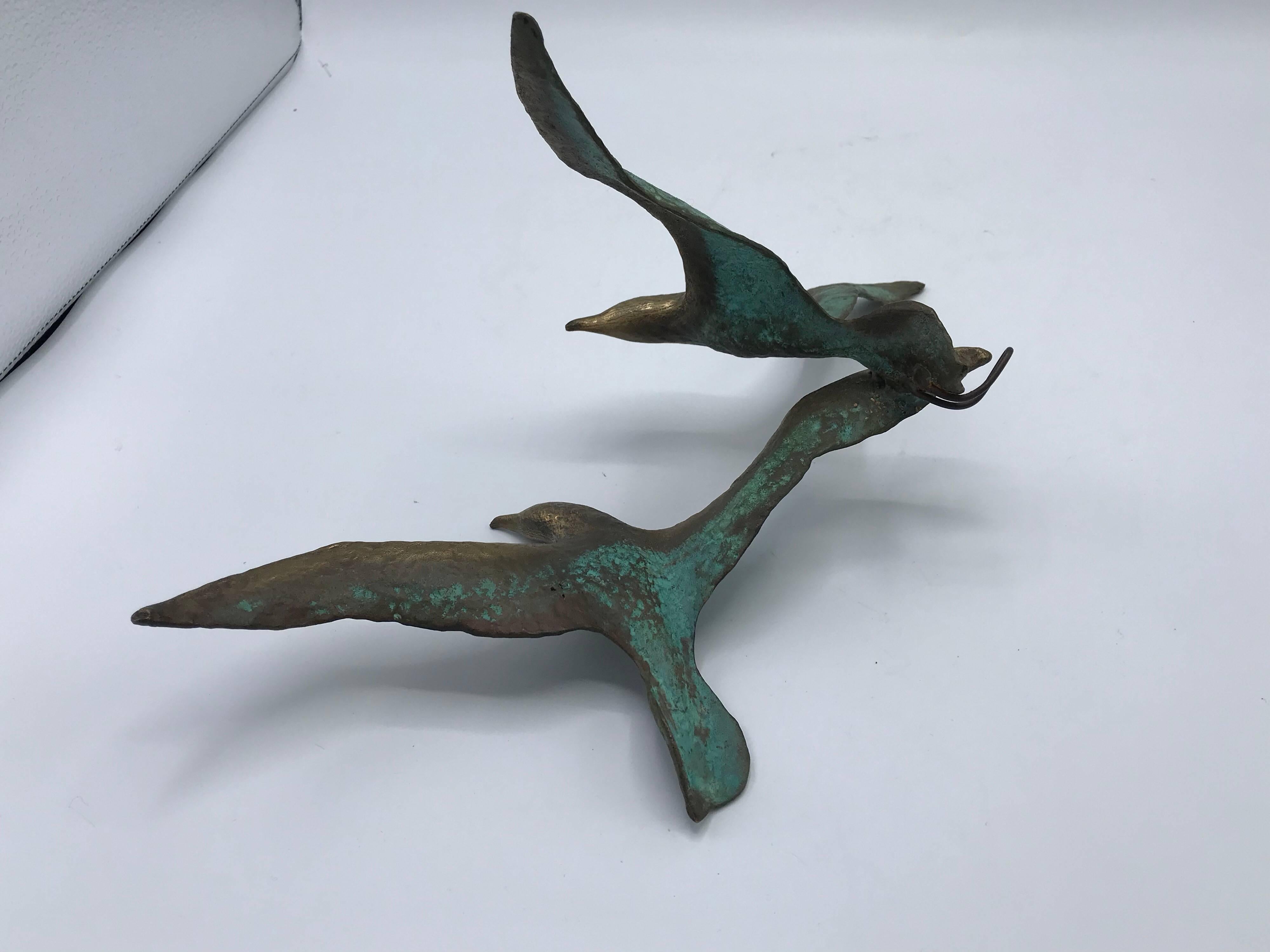 1960s Modern Bronze Birds in Flight Wall Sculpture 2