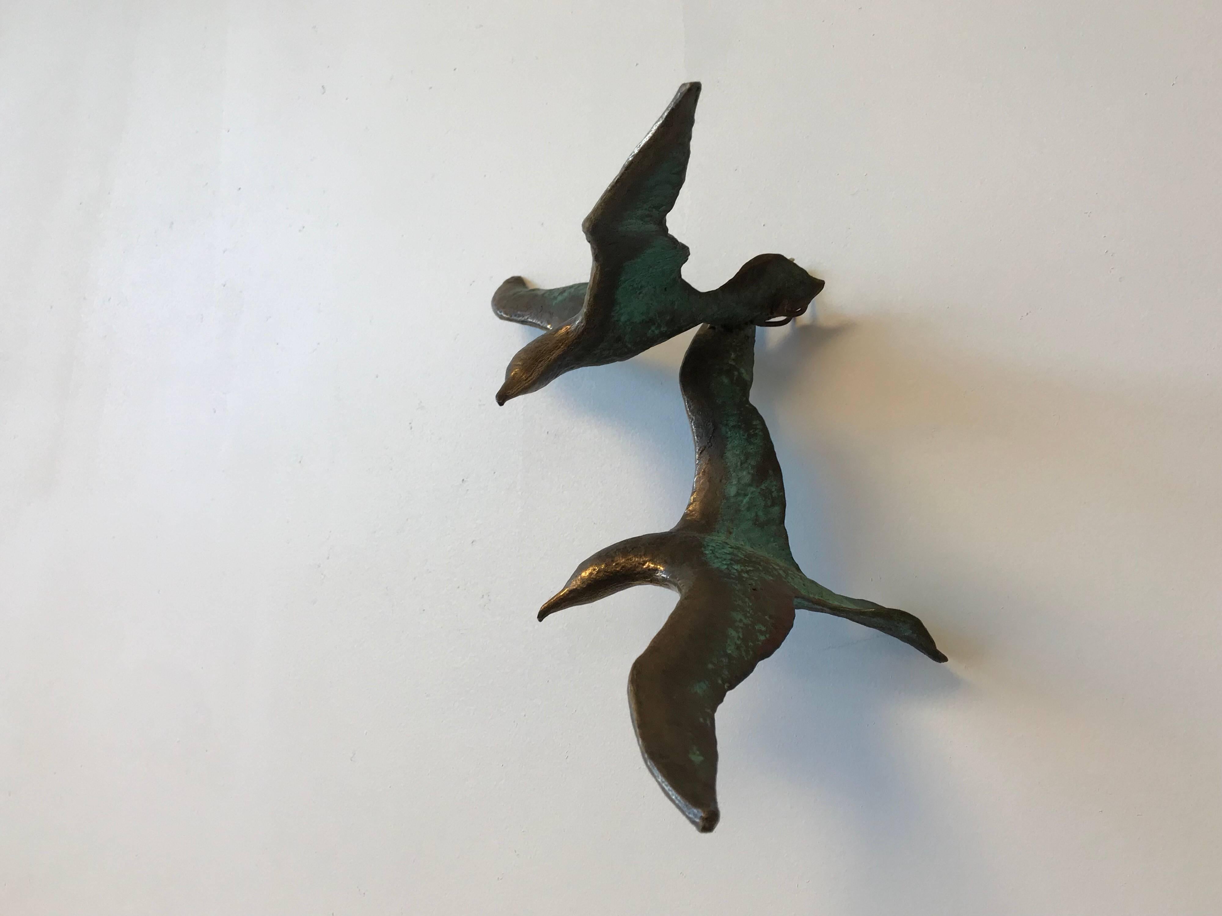 1960s Modern Bronze Birds in Flight Wall Sculpture 6