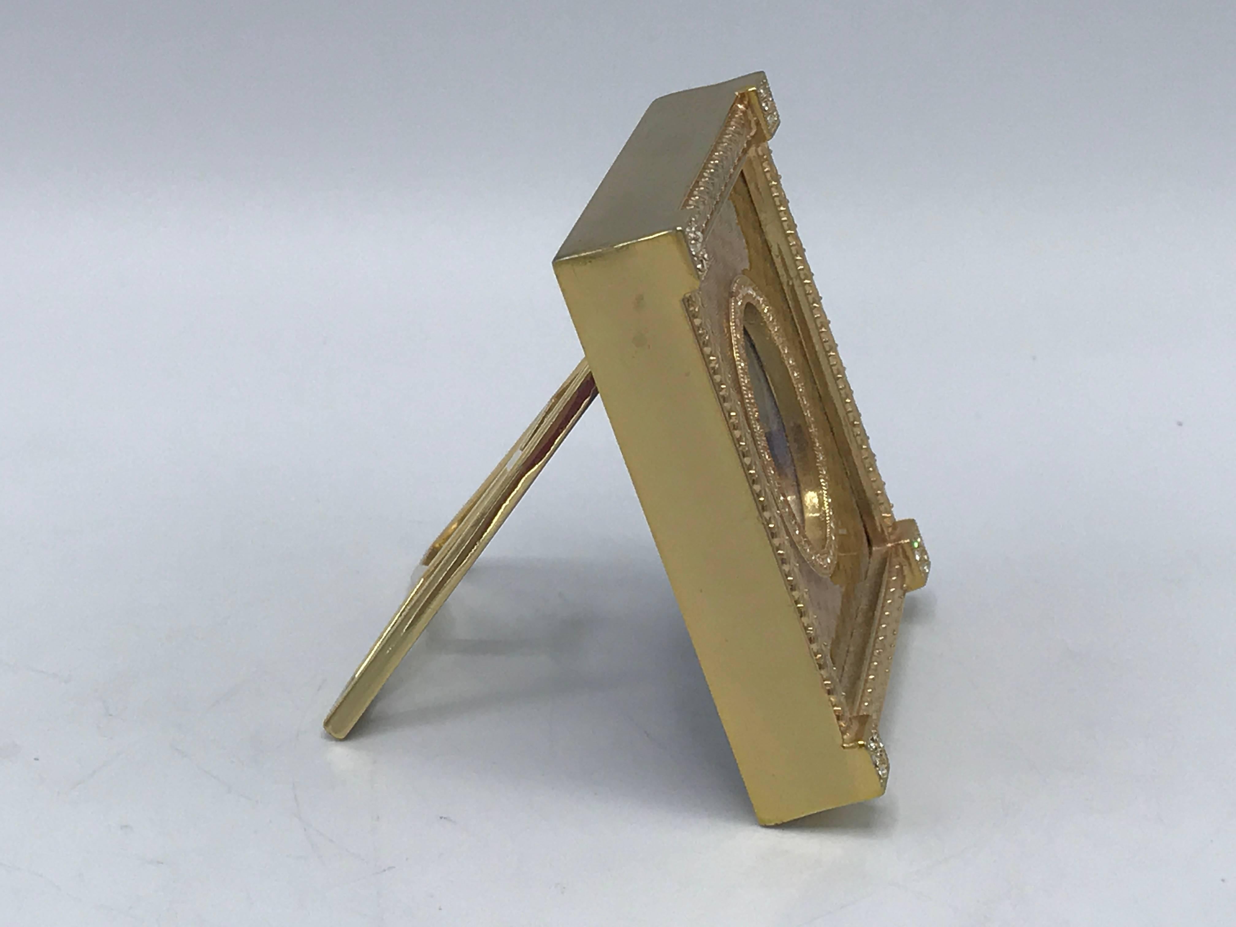 Fabergé Yellow Enamel Catherine Palace Picture Frame In Excellent Condition For Sale In Richmond, VA