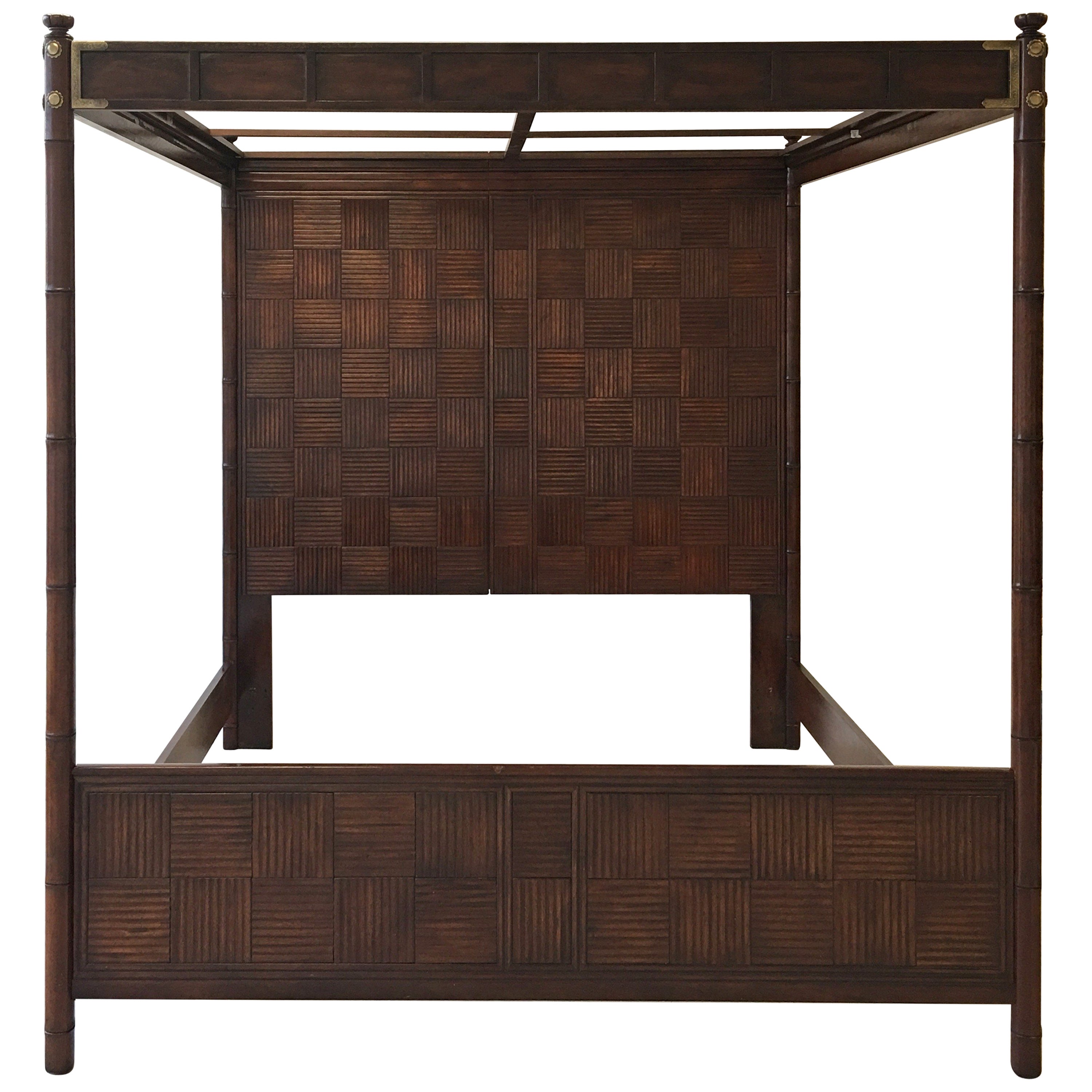 1970s Henredon Faux Bamboo Campaign Style Canopy Bed For King Size 1970s Henredon Faux Bamboo Campaign Style Canopy Bed For King Size At 1stdibs