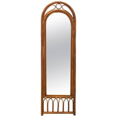 1970s Bamboo and Rattan Floor Mirror