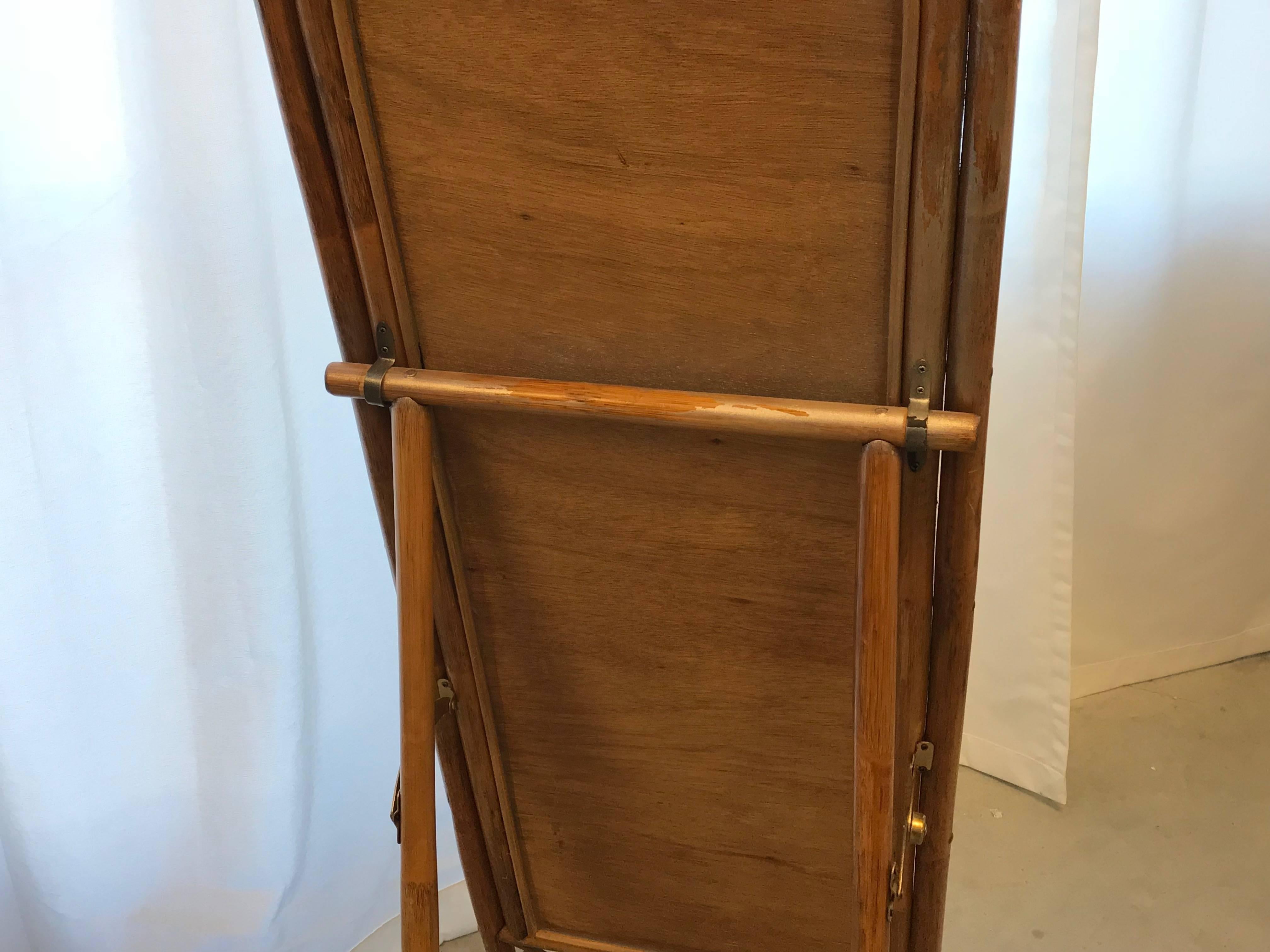 Chinoiserie 1970s Bamboo and Rattan Floor Mirror