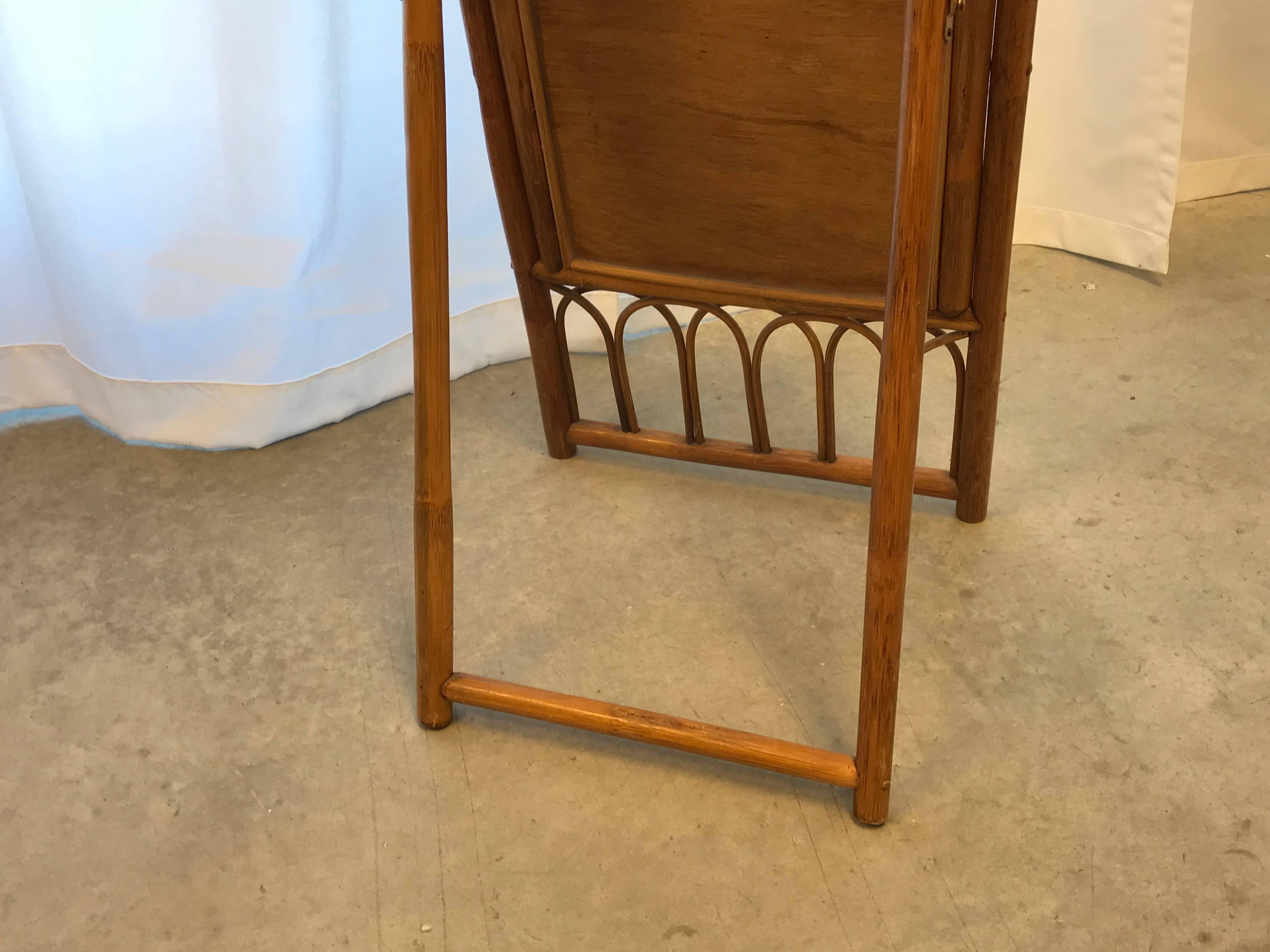 1970s Bamboo and Rattan Floor Mirror In Good Condition In Richmond, VA