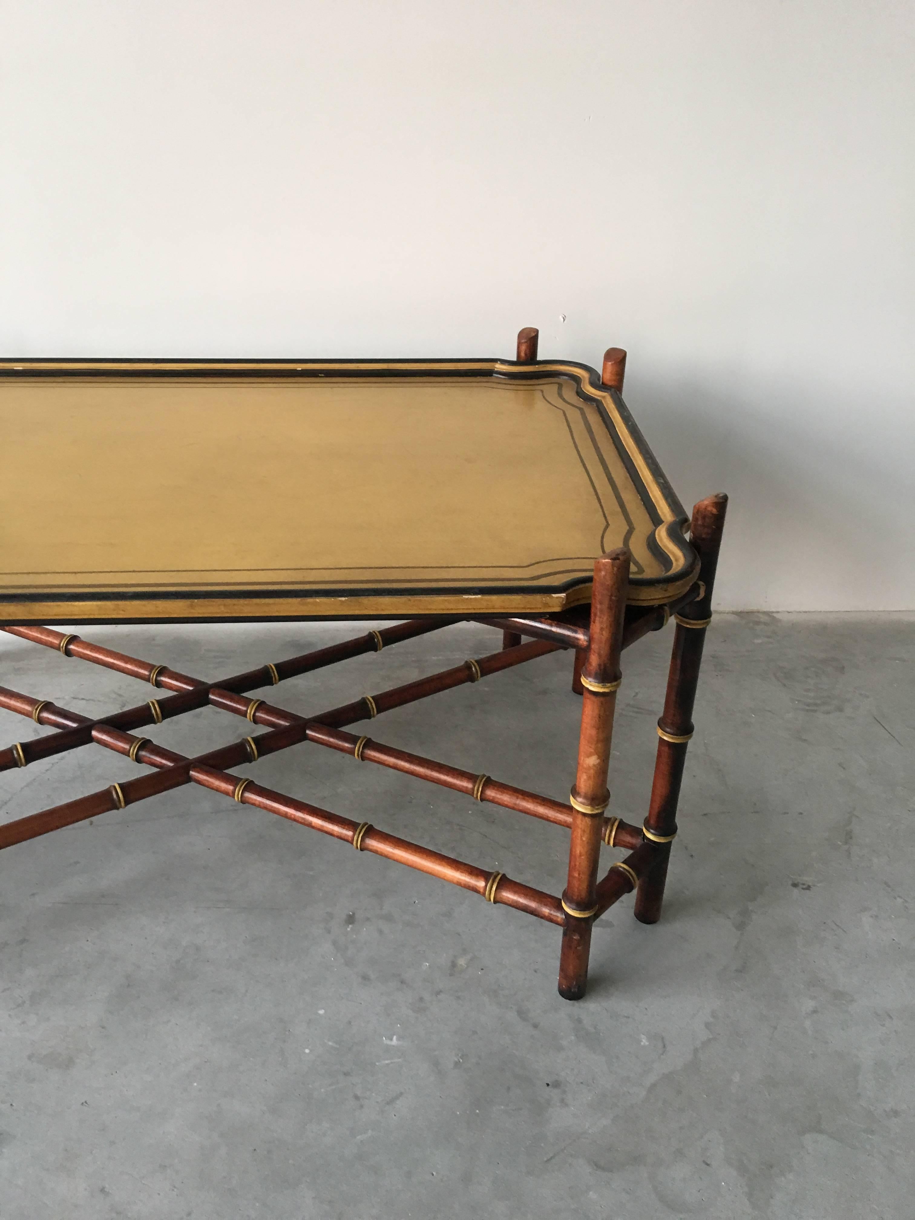 Baker Furniture Faux Bamboo Tray Coffee Table In Good Condition In Richmond, VA