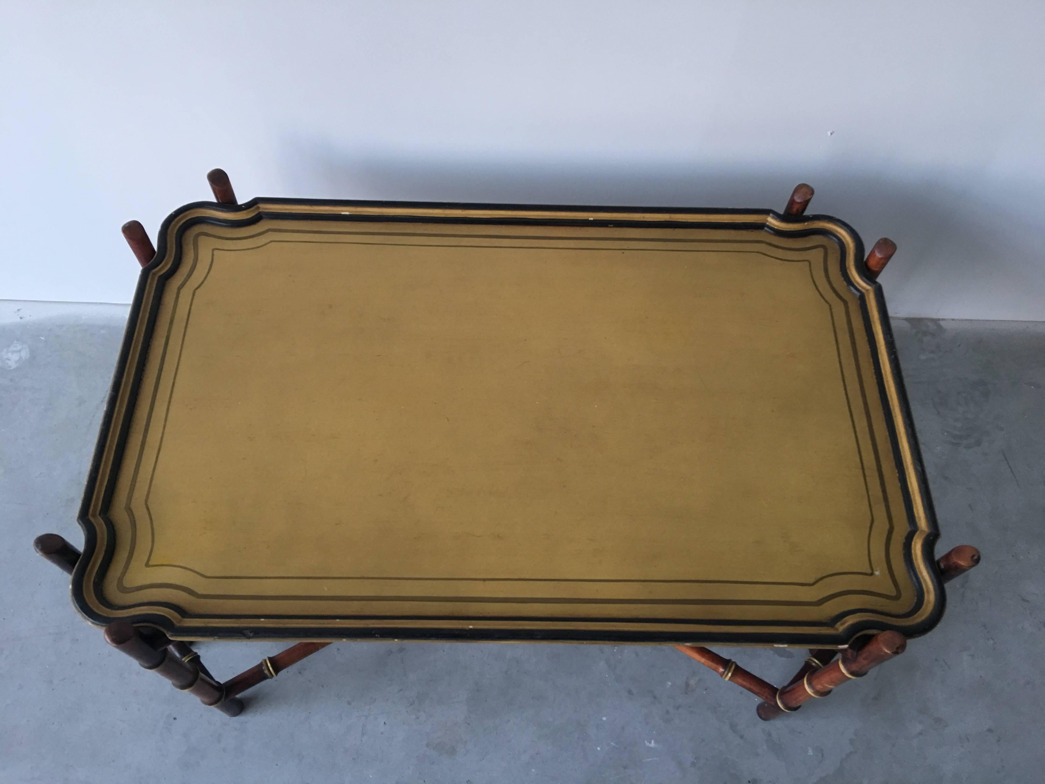 20th Century Baker Furniture Faux Bamboo Tray Coffee Table