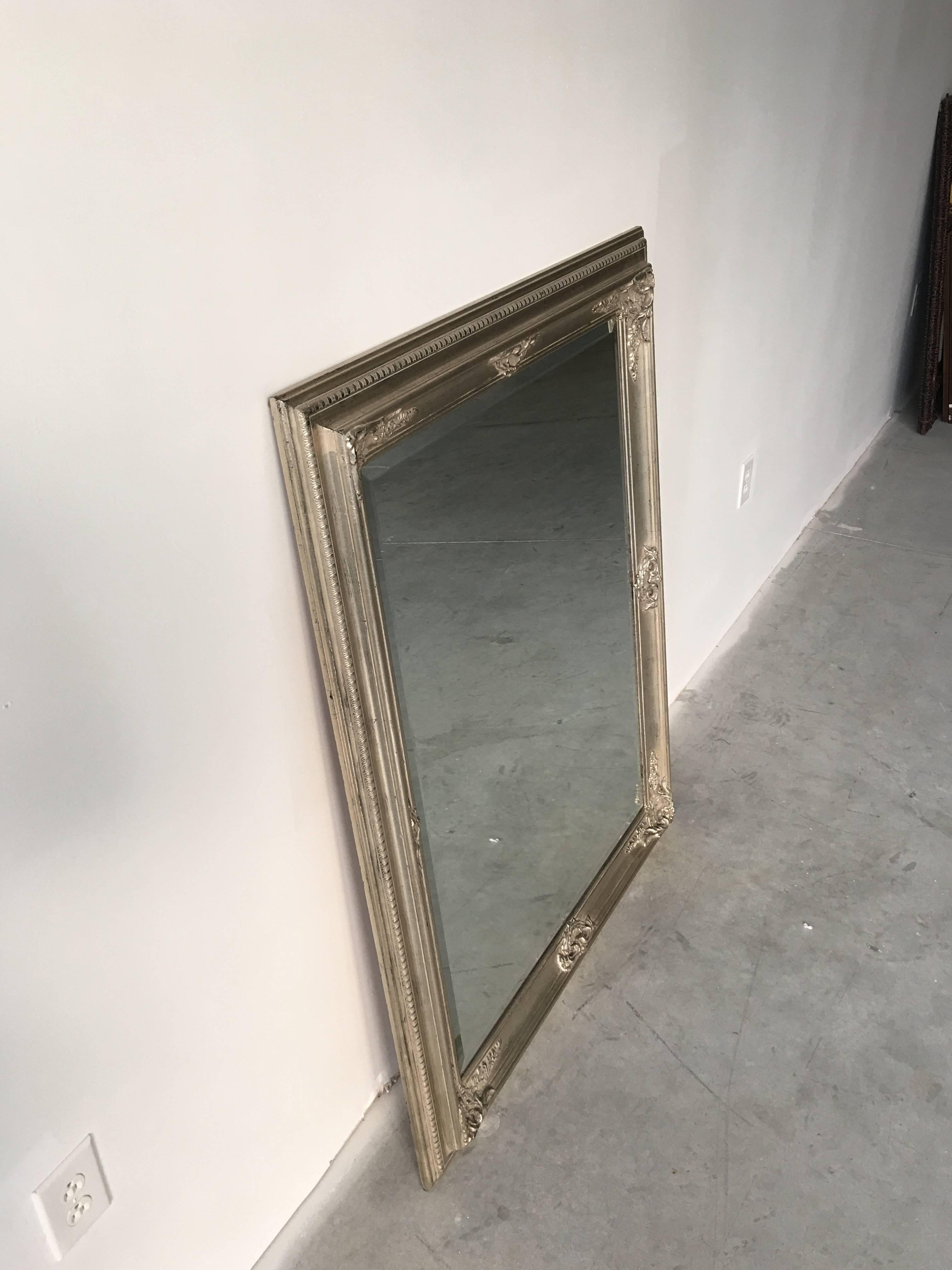 Wood 19th Century Style Silver Gilt Mirror