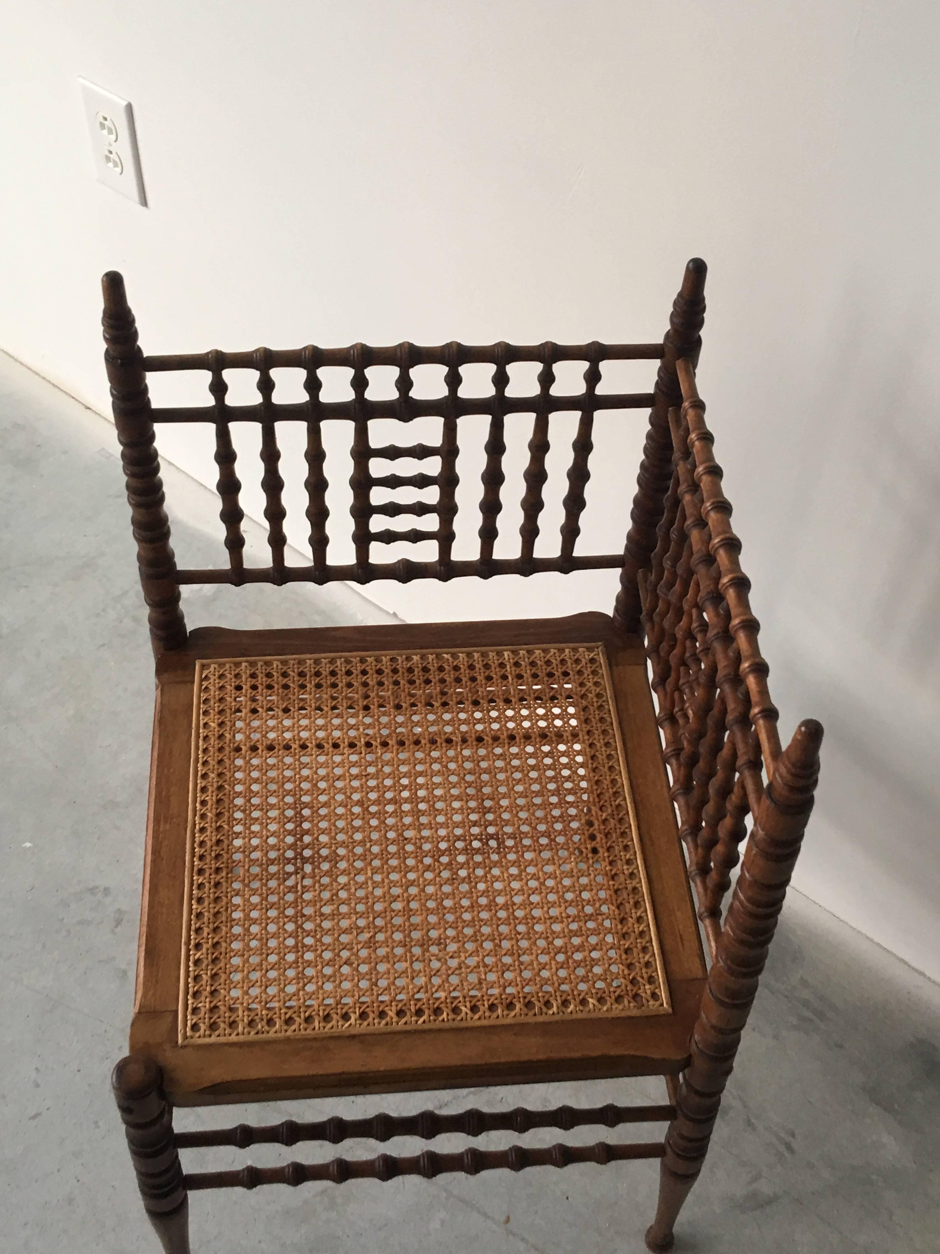 19th Century Faux Bamboo and Cane Corner Chair 1