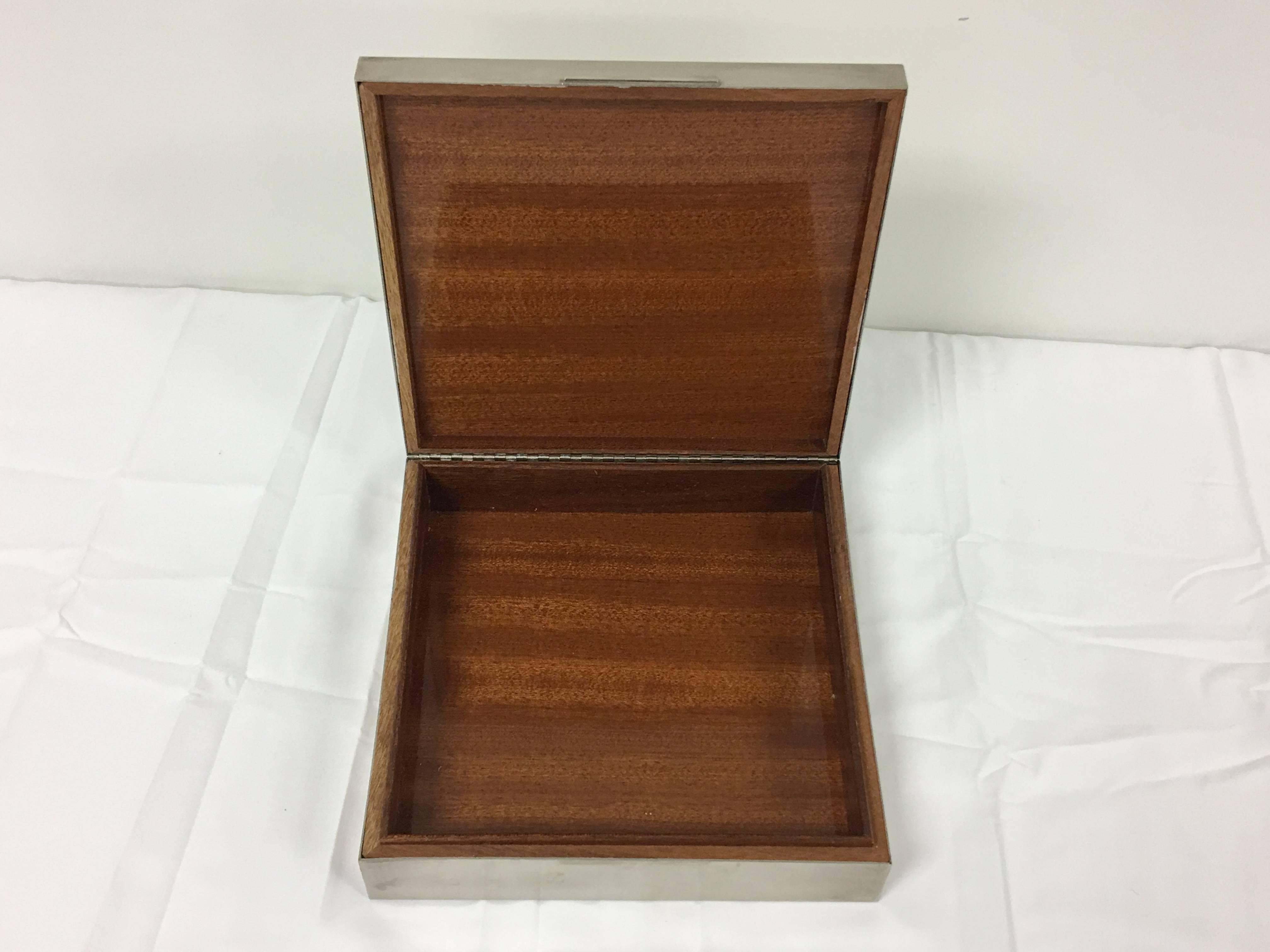 Italian Gucci Silver Plated Cigar Box with Faux Bamboo Border