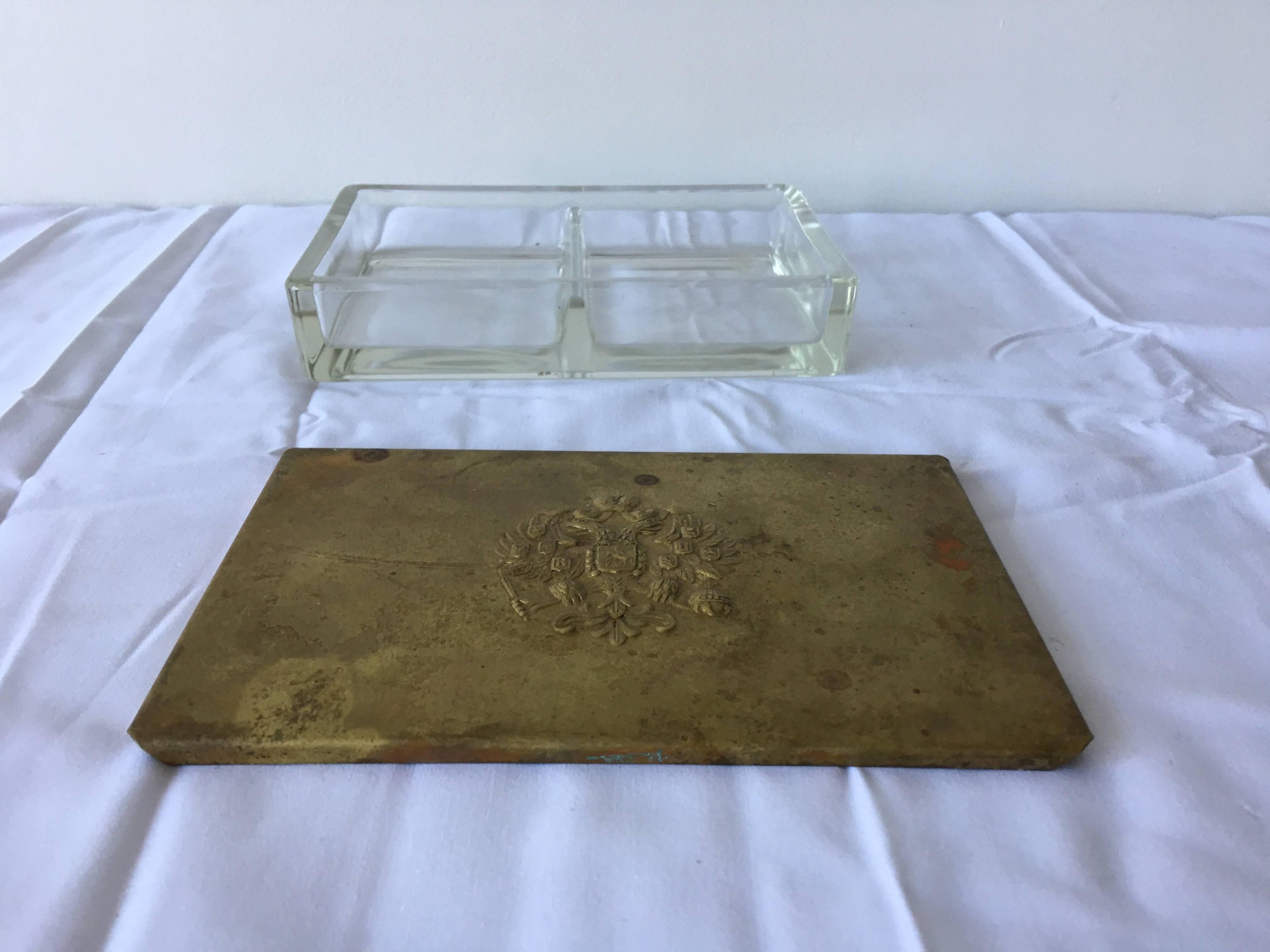 19th Century Imperial Russian Brass and Glass Card Box 1