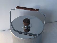 1960s Modern Chrome and Teak Ice Bucket