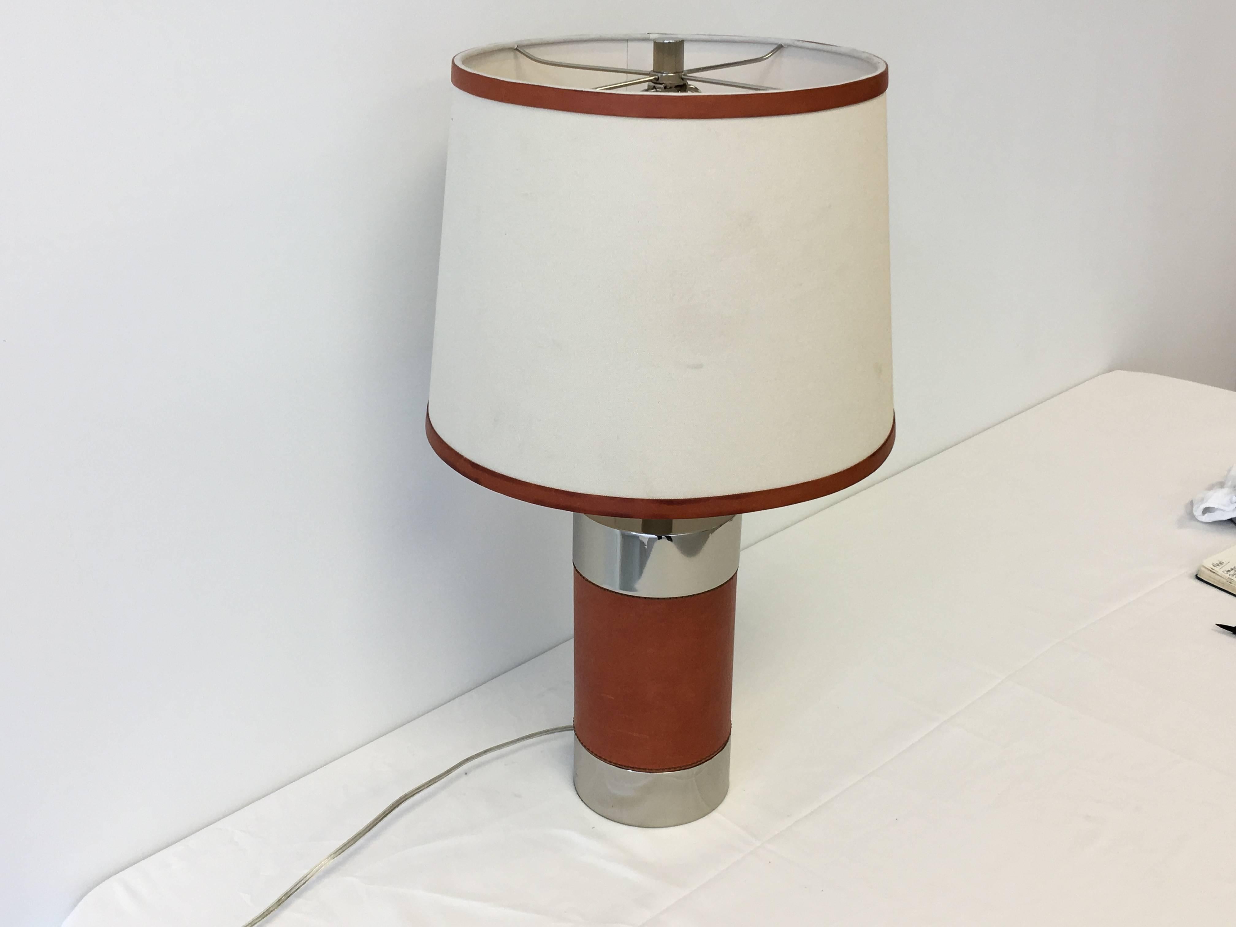 Modern Leather and Chrome Lamp by Ralph Lauren 1