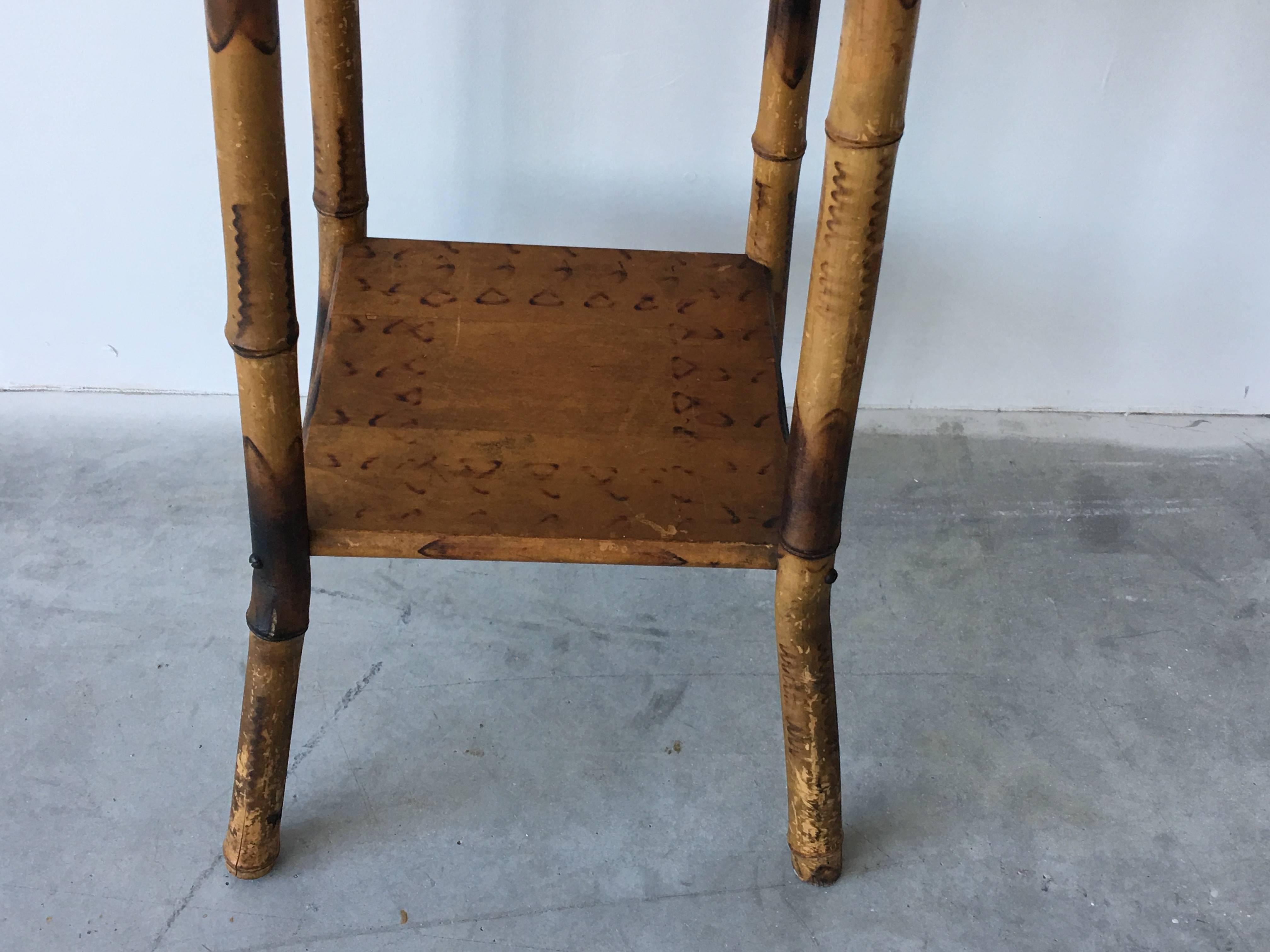 1920s Bamboo and Raffia Side Table Plant Stand In Good Condition In Richmond, VA