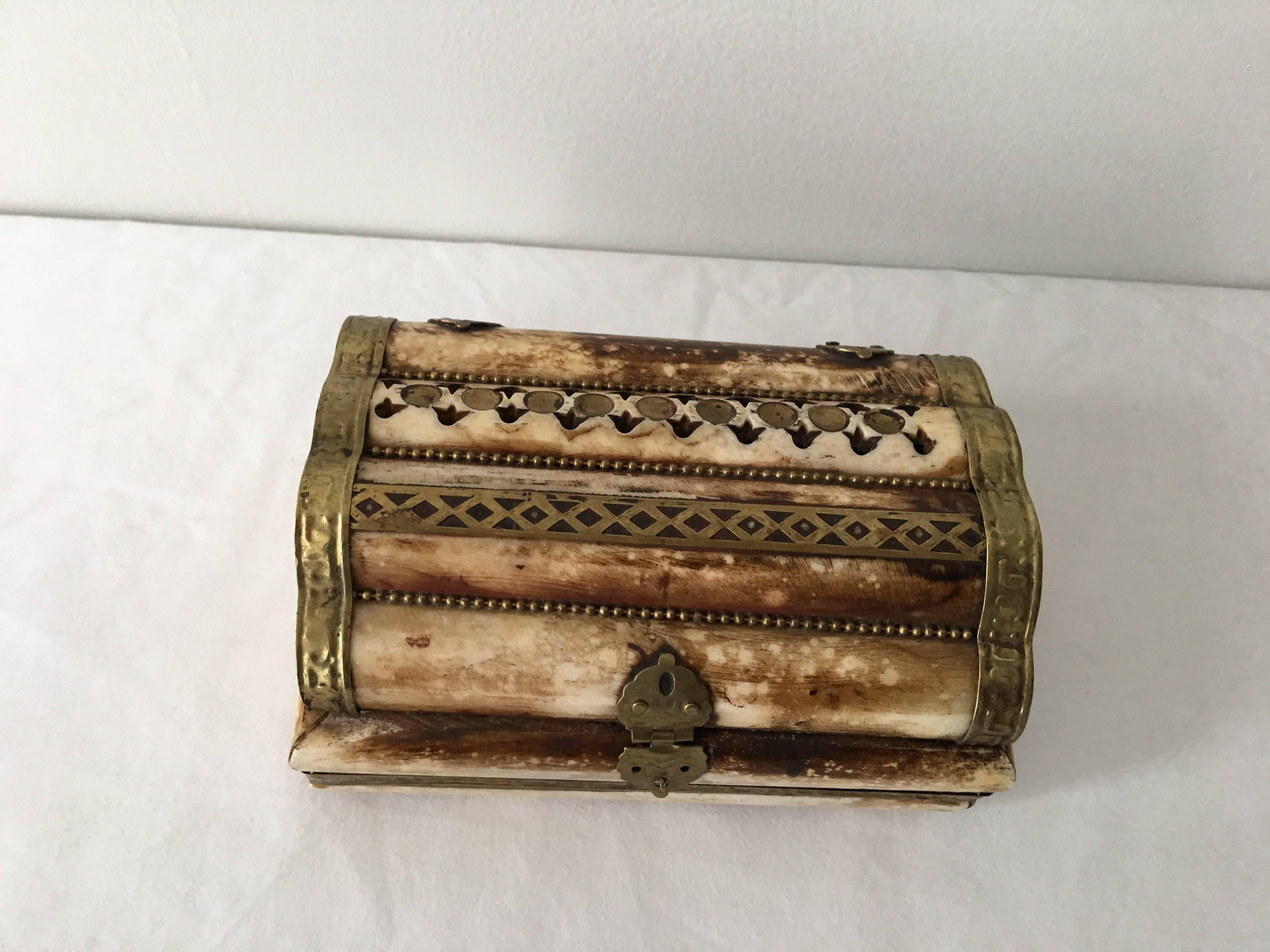 19th Century Bone and Brass Decorative Box 1
