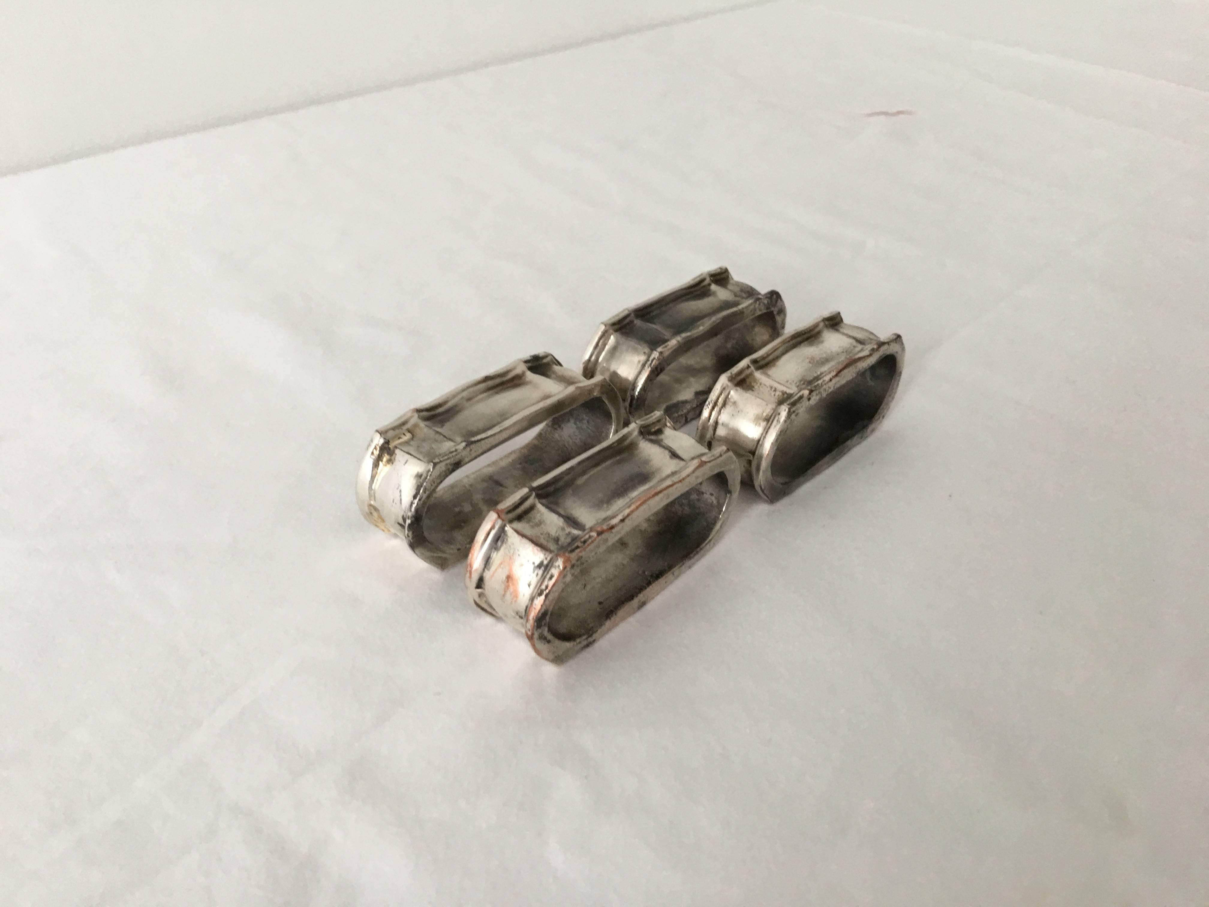 20th Century 1930's Silver Plated Oval Napkin Rings, Set of Four