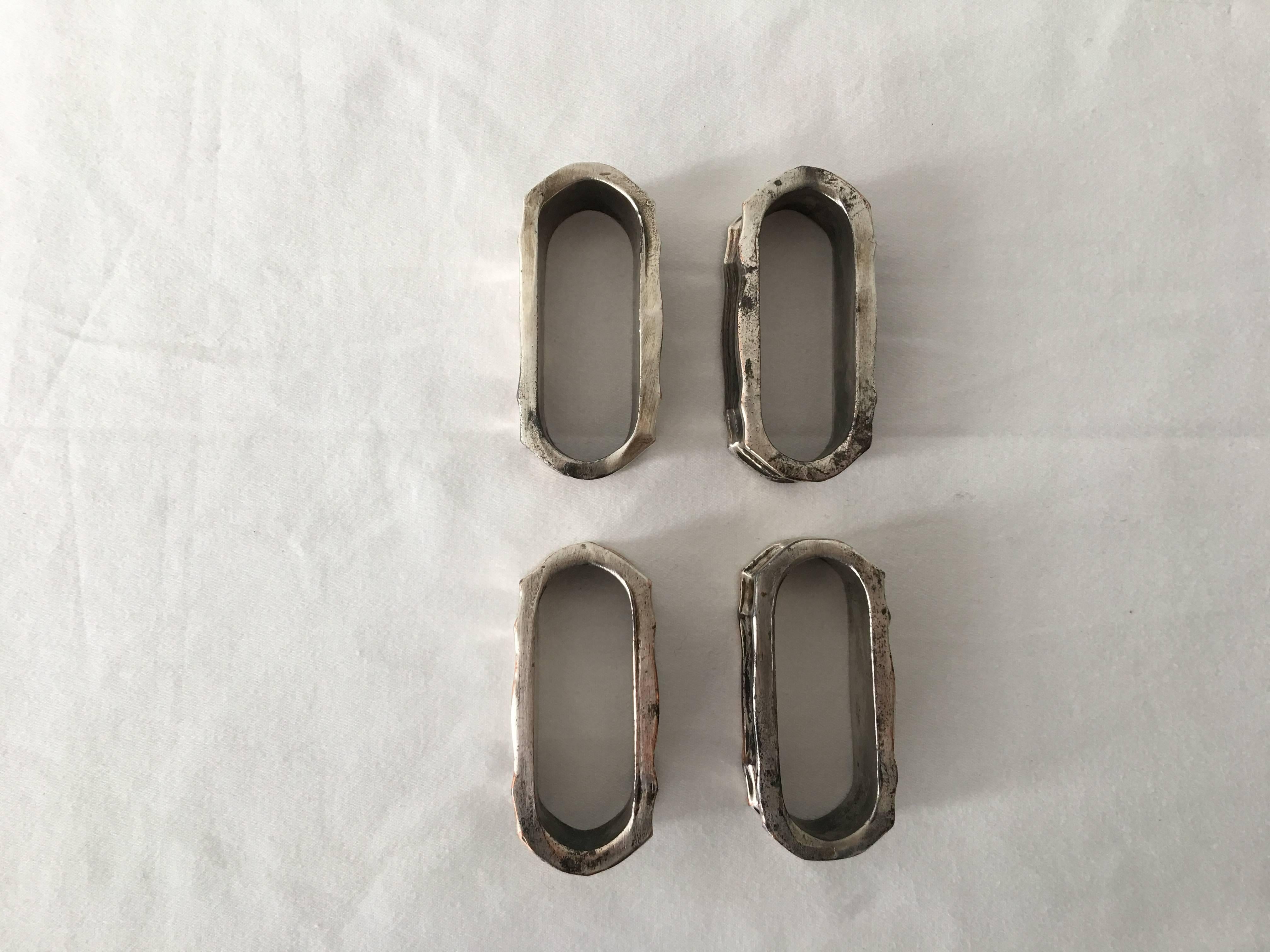 1930's Silver Plated Oval Napkin Rings, Set of Four 1