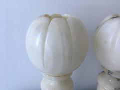 1920s Art Deco Alabaster Orb Urn Lamps, Pair