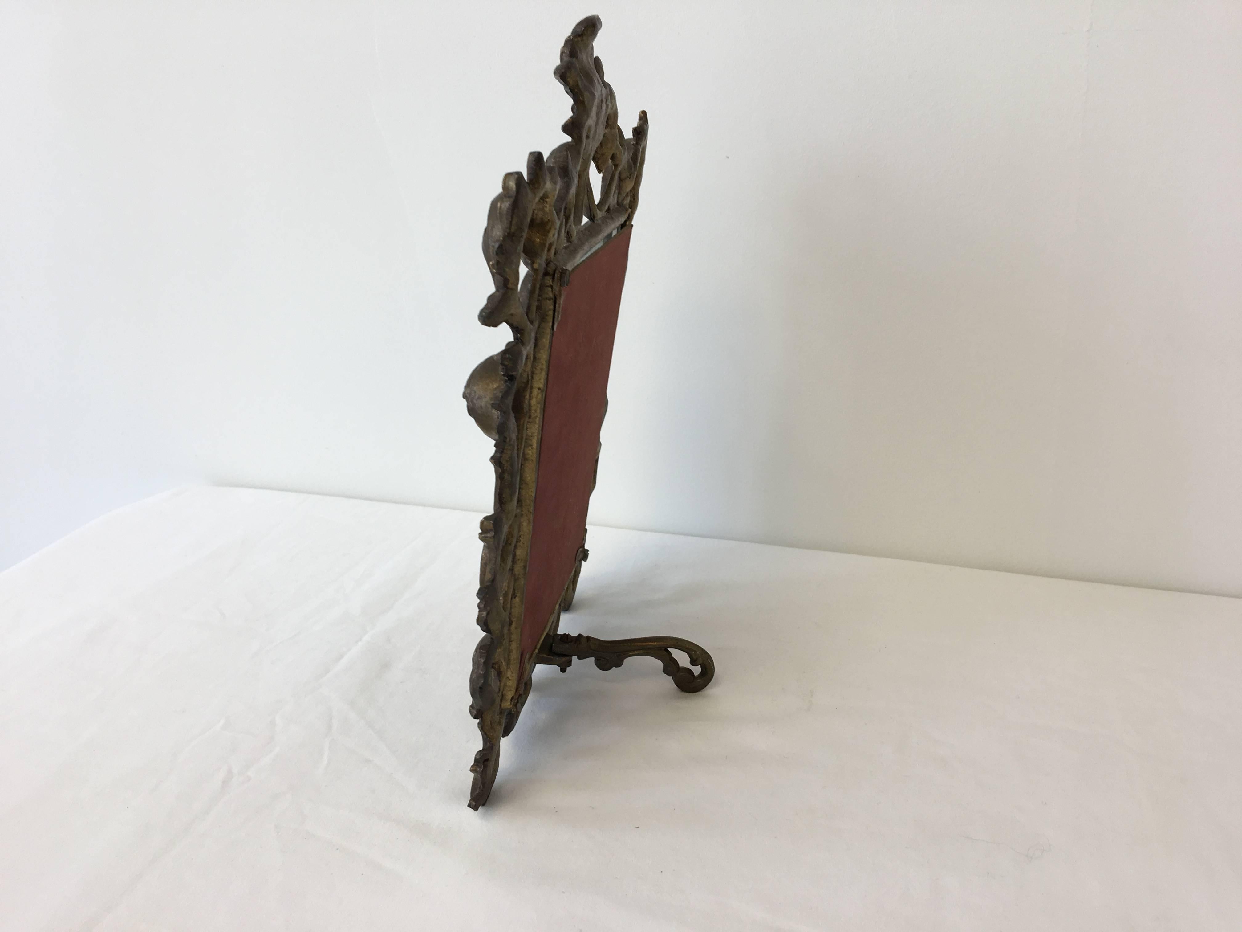 19th Century Art Nouveau Bronze Large Standing Picture Frame In Excellent Condition In Richmond, VA