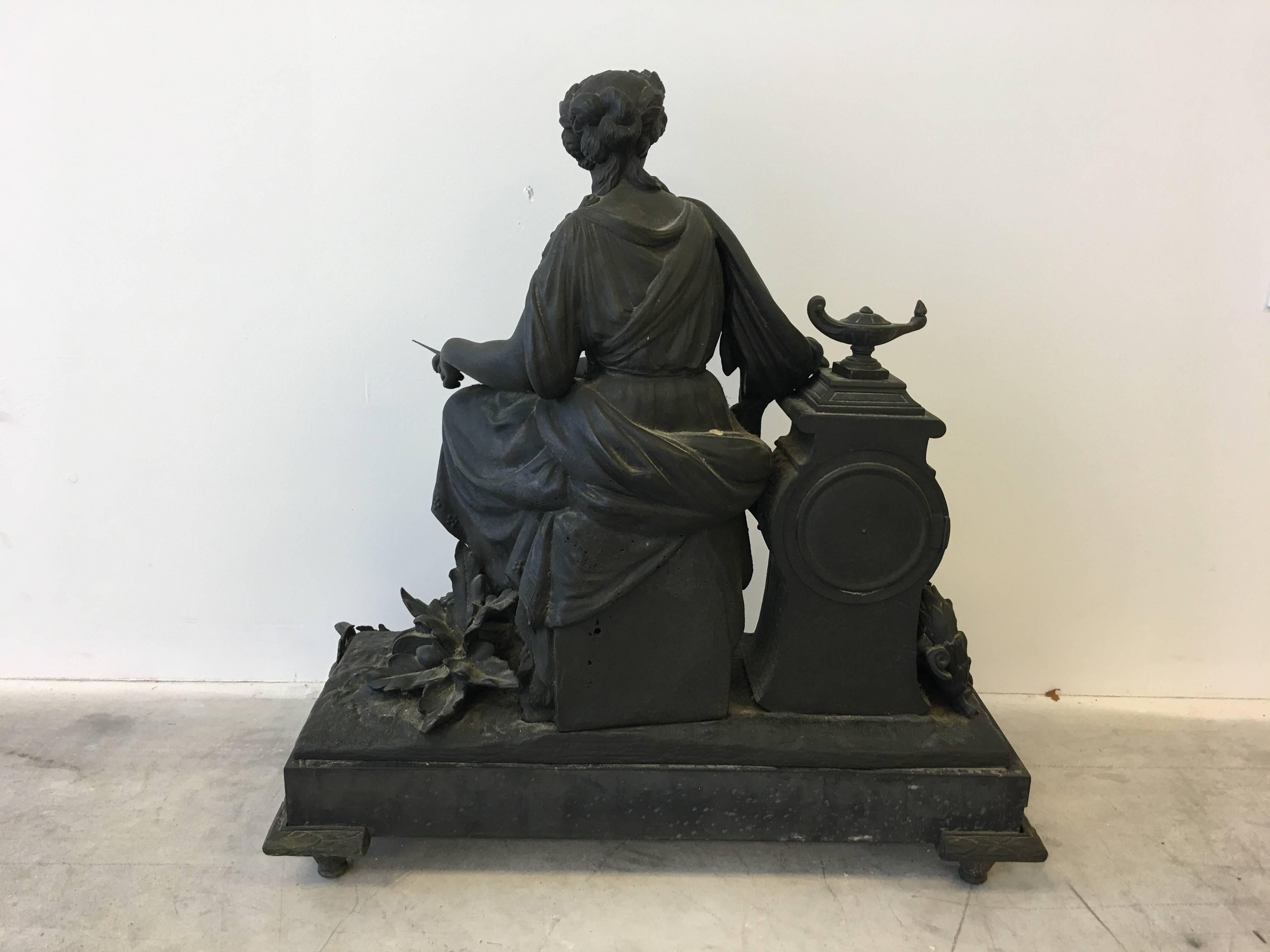 1920s Art Deco Seth Thomas Large Bronze Female Clock 3