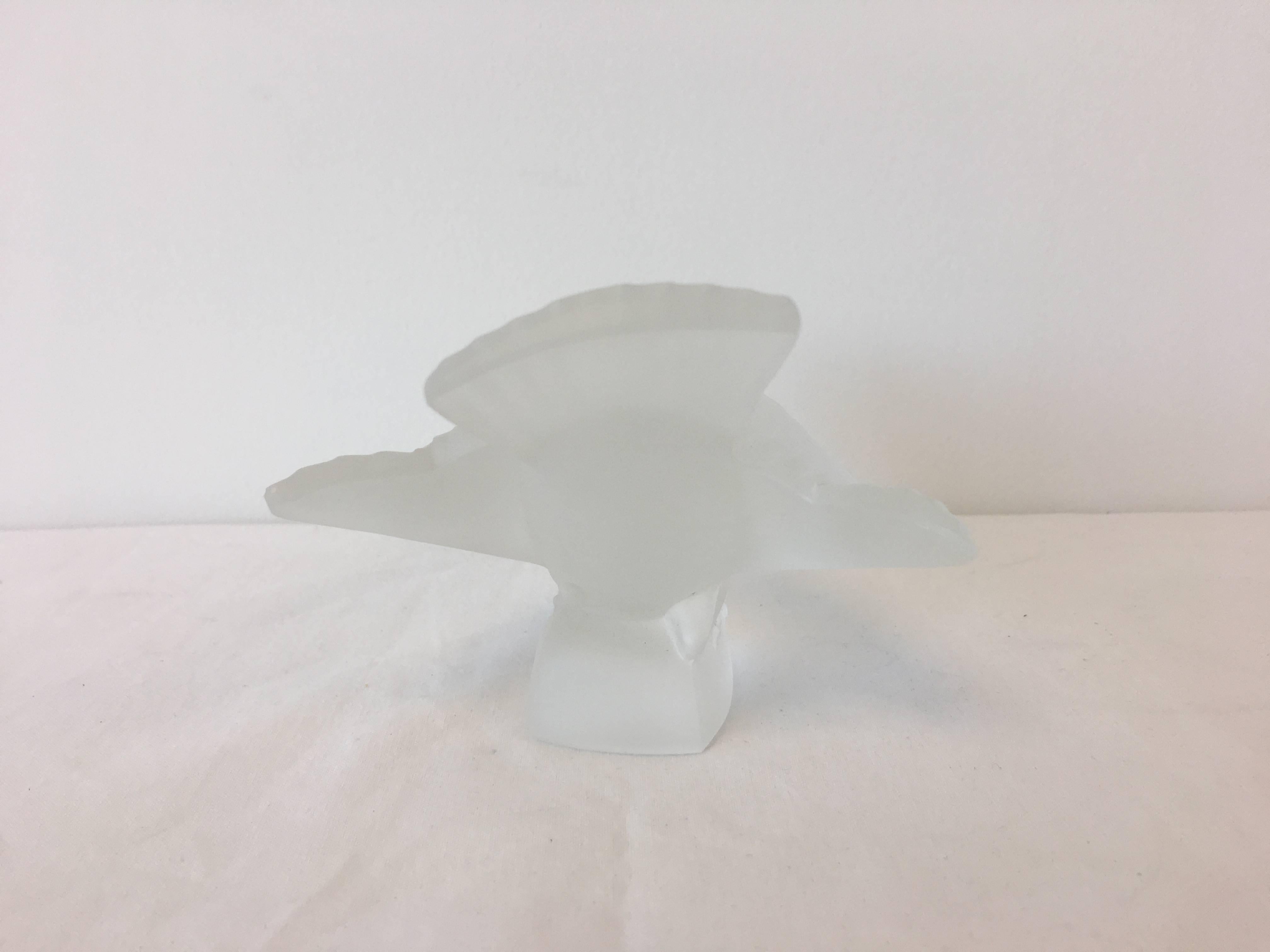 French 1980s Lalique Crystal Sparrow Sculpture