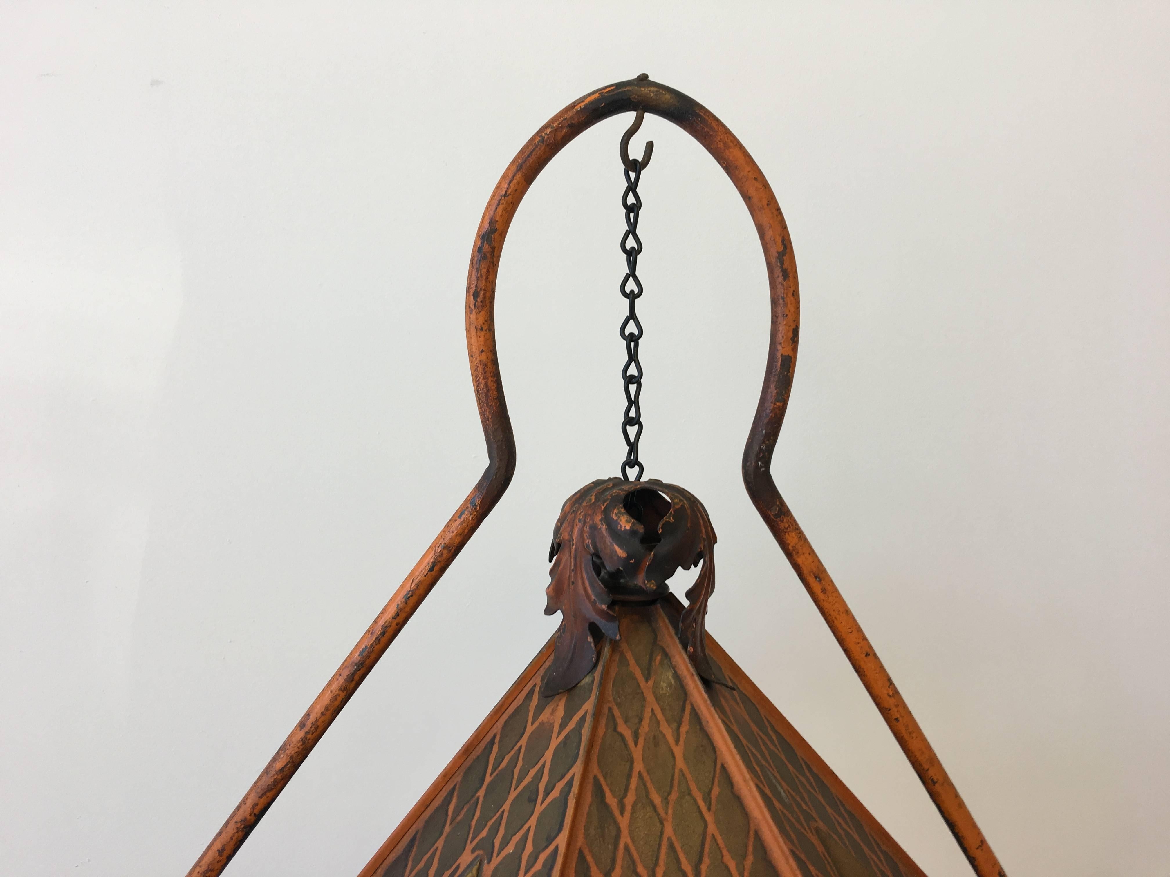 19th Century PNF Orange Tole Birdcage and Stand In Excellent Condition In Richmond, VA