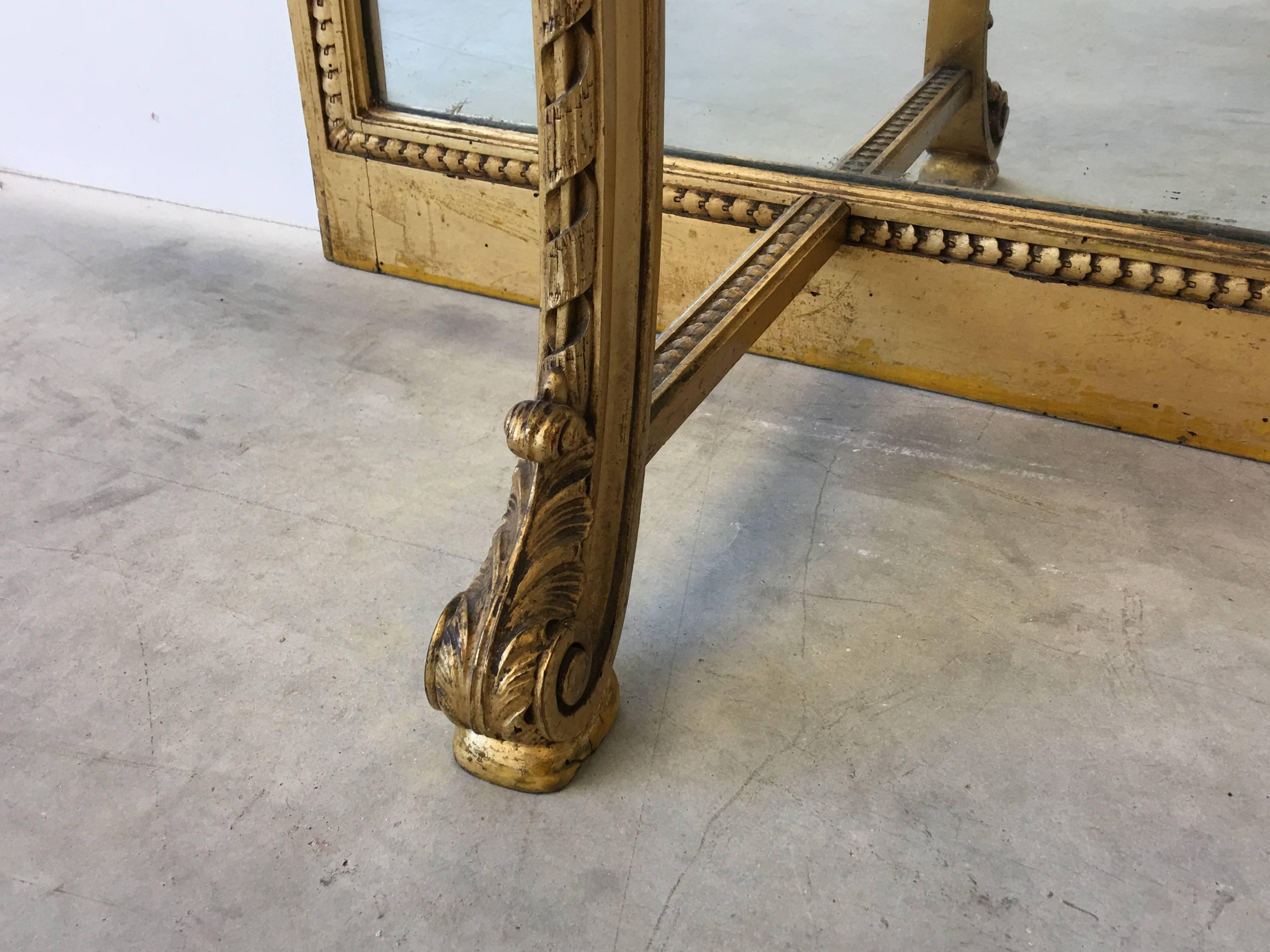 18th Century Louis XV French Giltwood Demi-lune Console Table and Mirror 3
