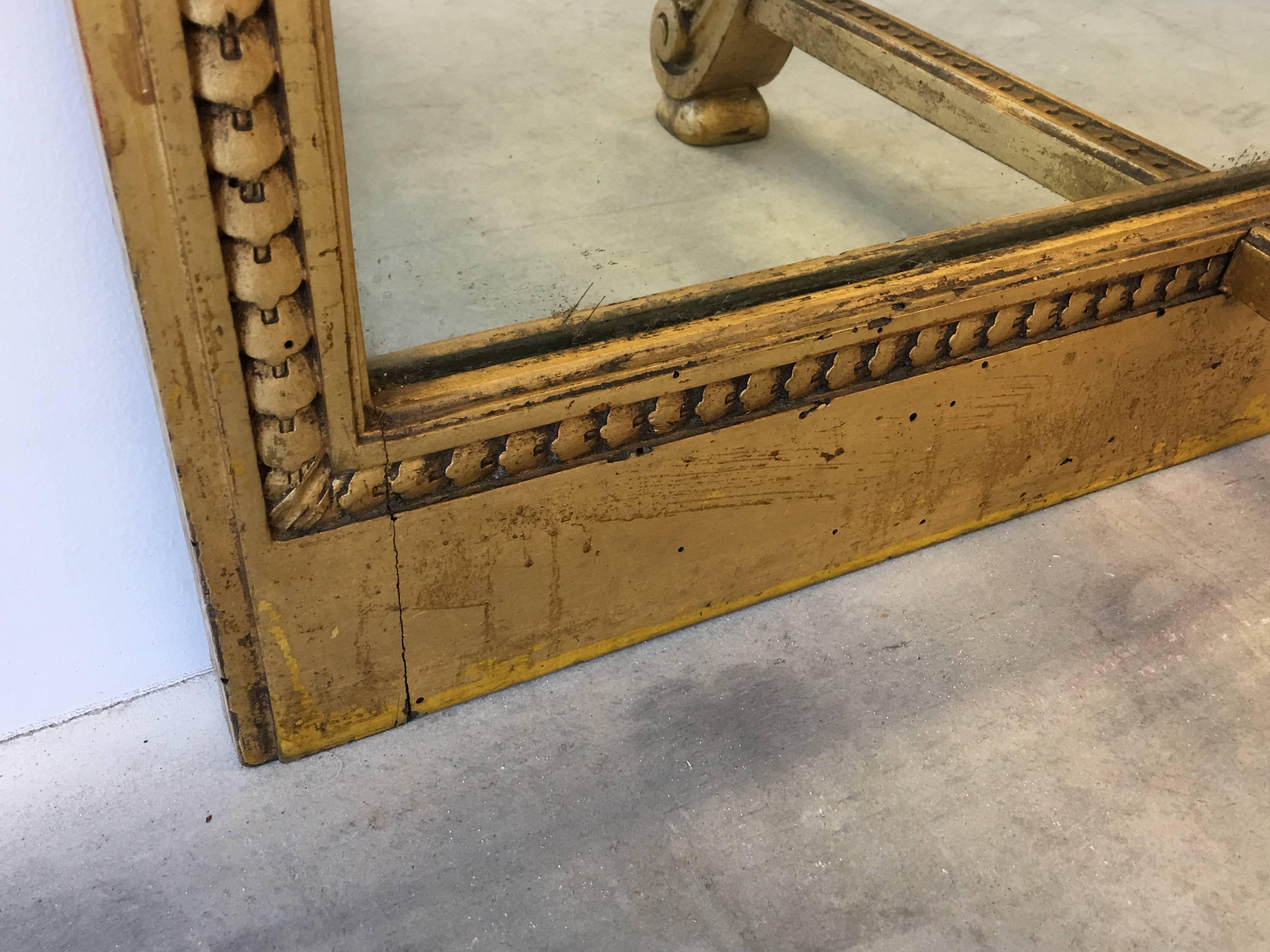 18th Century Louis XV French Giltwood Demi-lune Console Table and Mirror 4