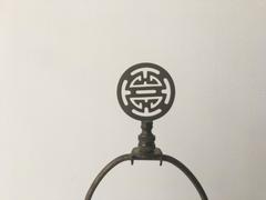 Large Brass Asian Urn Lamps with Foo Dog Accents, Pair