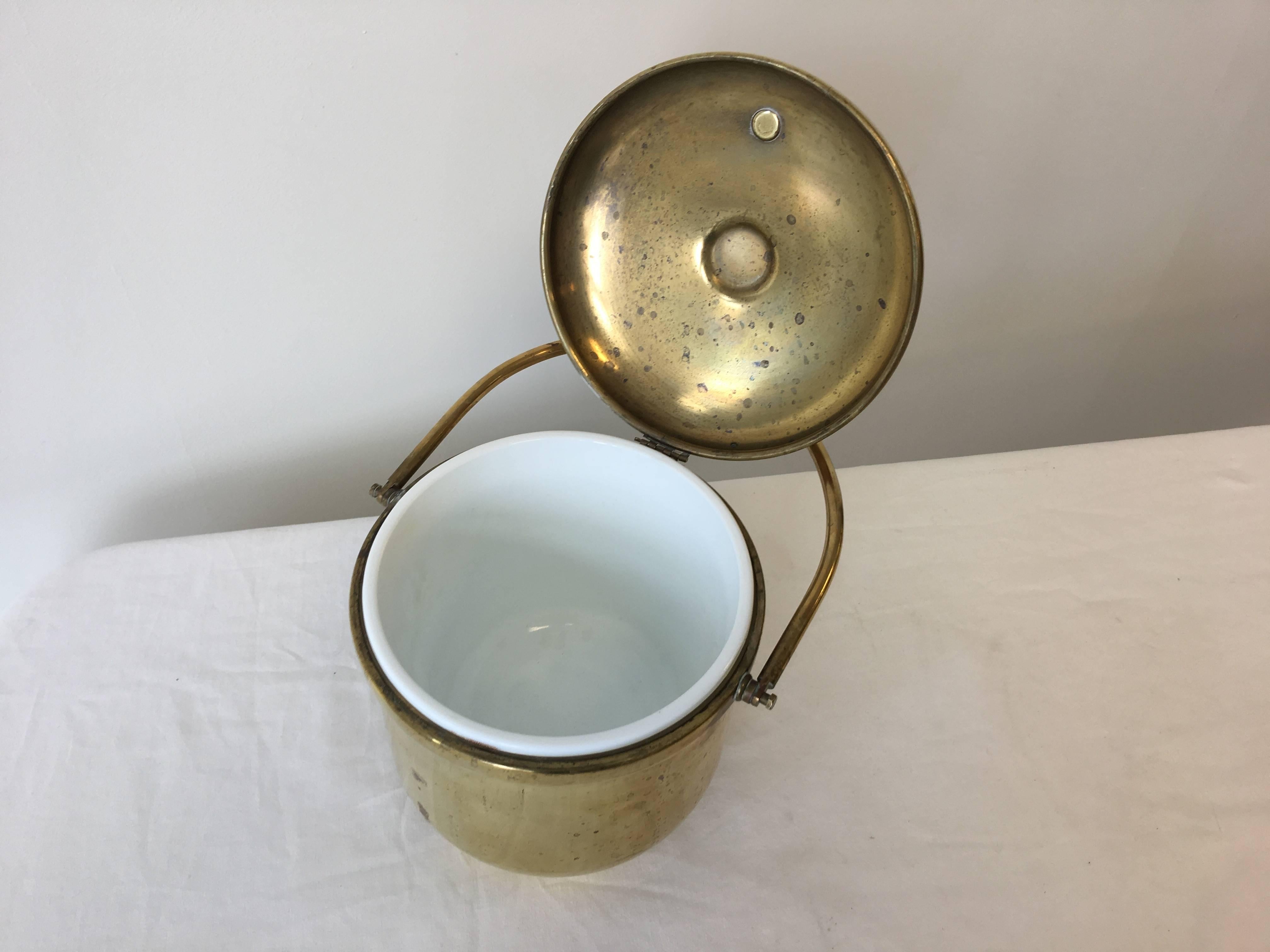 Art Deco 1920s Brass and Porcelain Ice Bucket