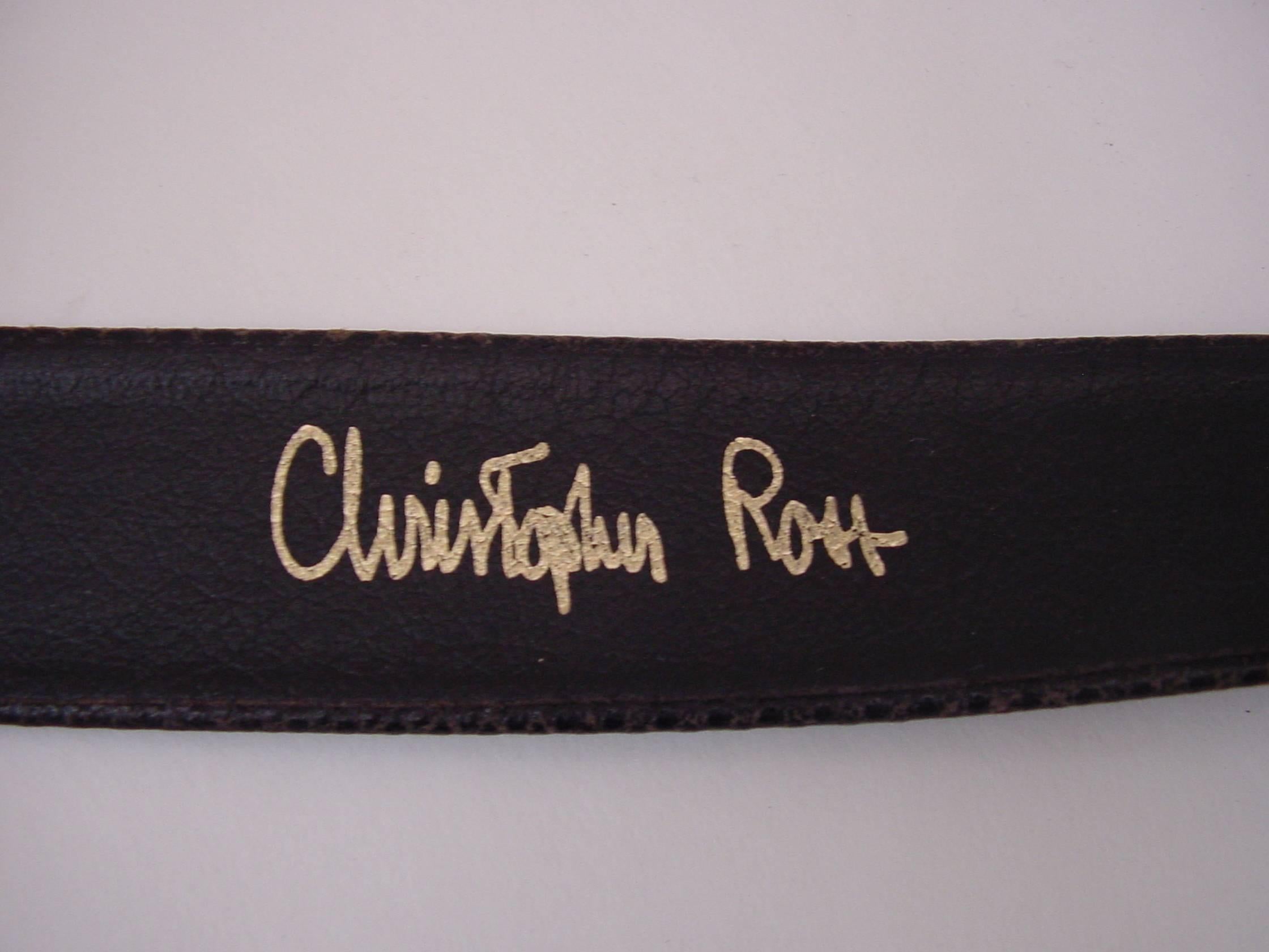 20th Century 1985 Christopher Ross 24-Karat Gold Panther Belt Buckle and Black Leather Belt
