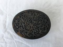 19th Century Tortoise Shell Decorative Box with Pierced Floral Motif