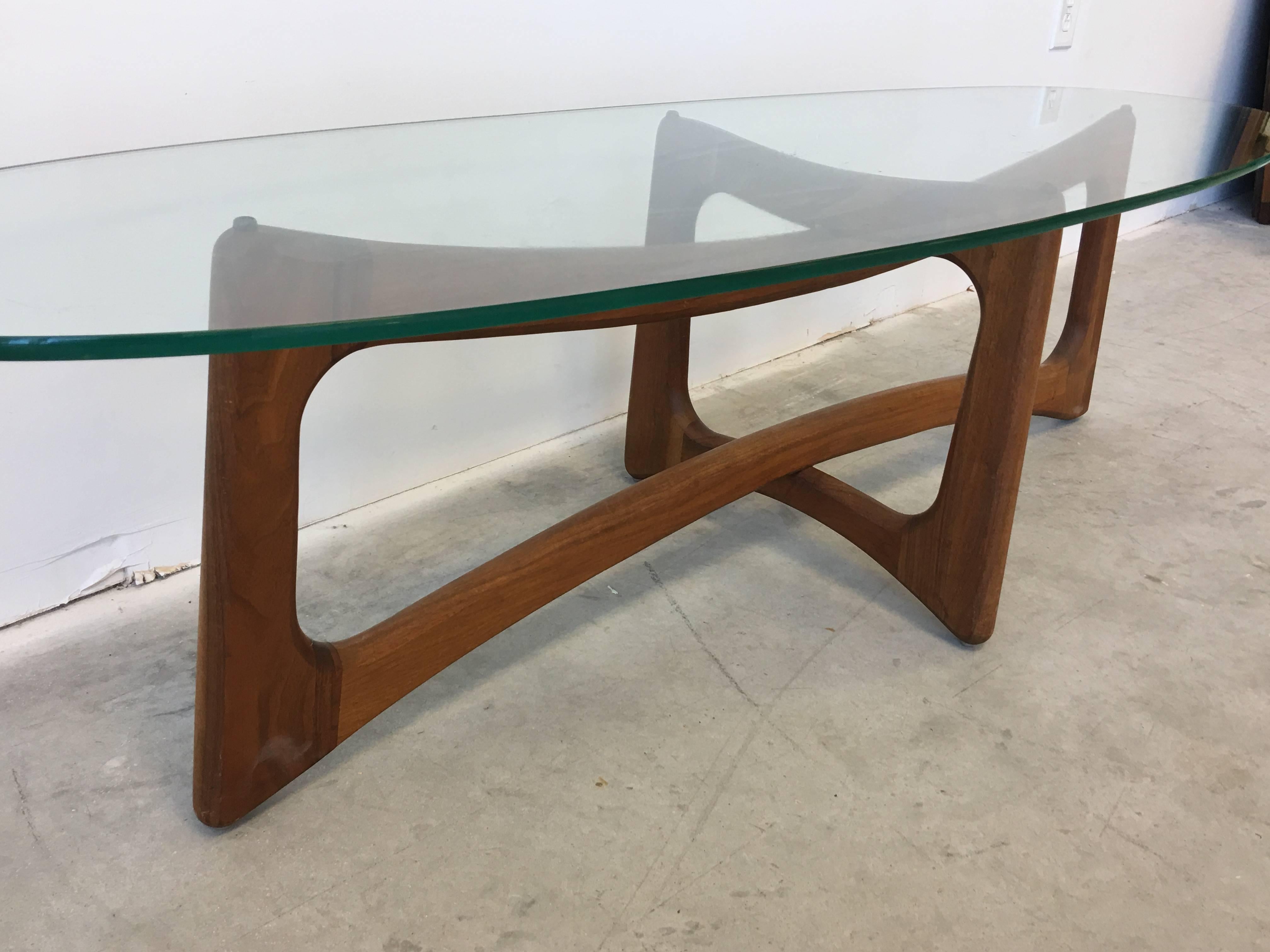 Mid-Century Modern Mid-Century Adrian Pearsall Teak Ribbon Coffee Table with Glass Top