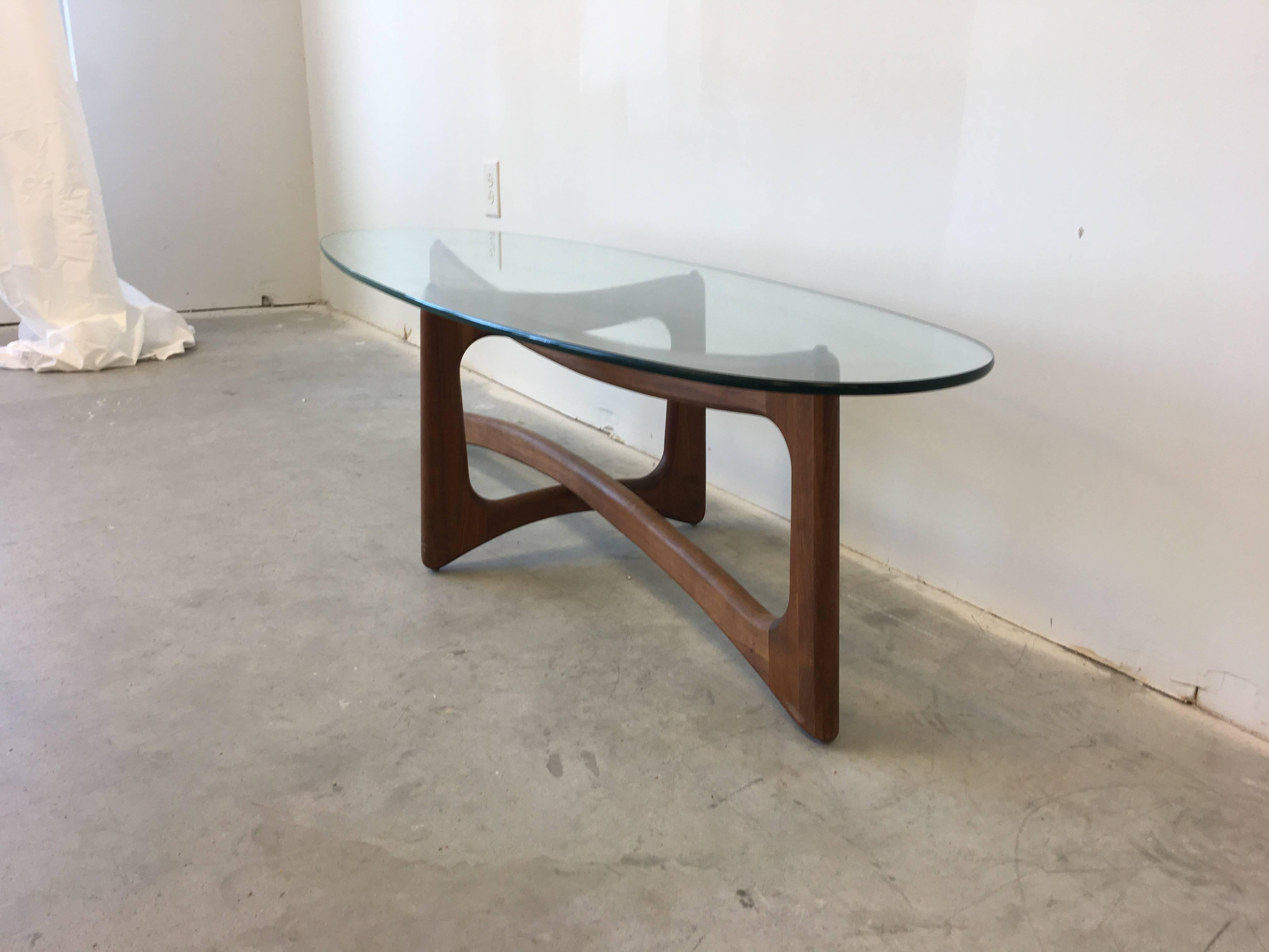 20th Century Mid-Century Adrian Pearsall Teak Ribbon Coffee Table with Glass Top