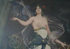 Late 19th Century Art Nouveau Woman Amongst Lions Print, Framed