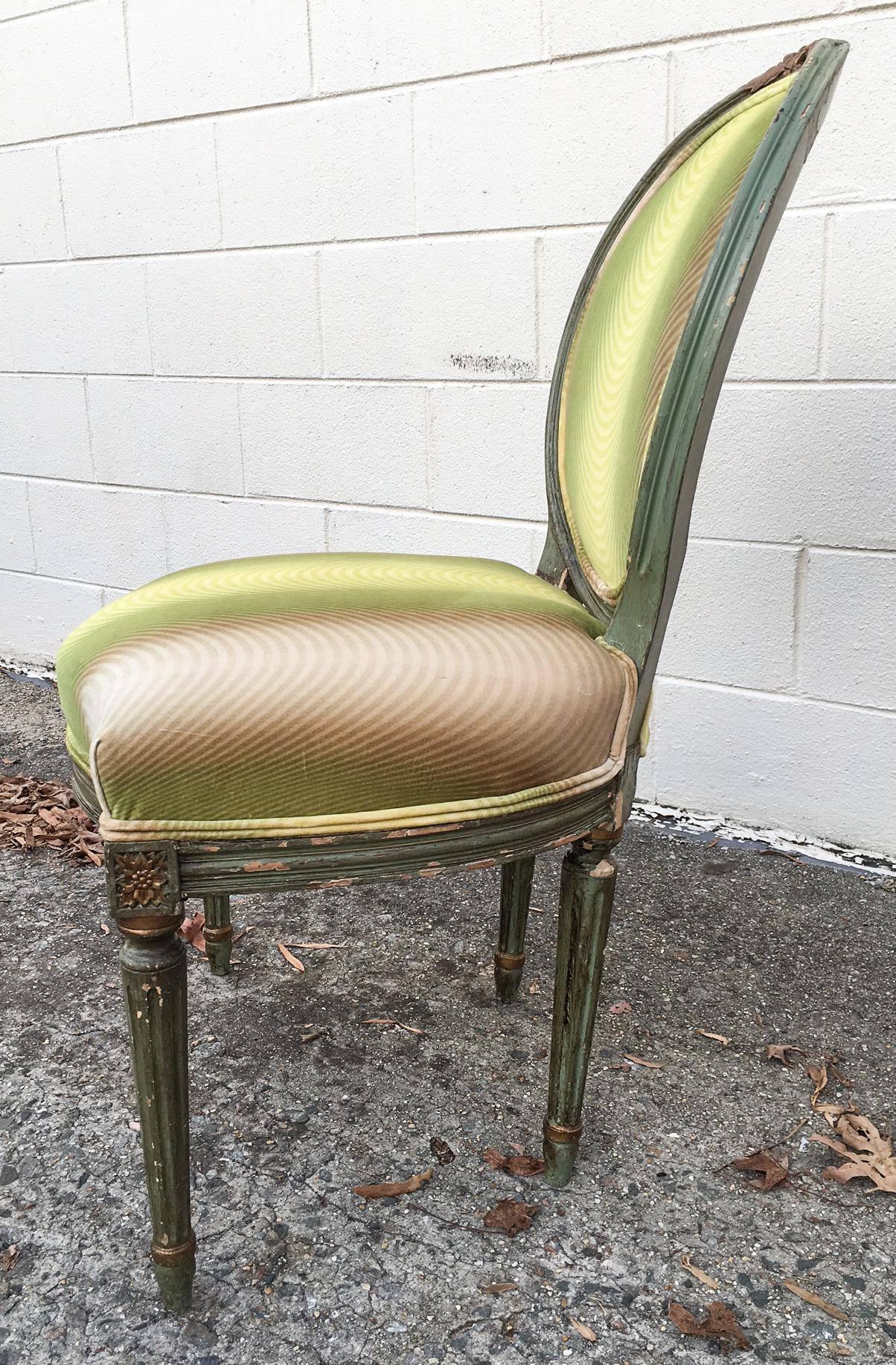 Gilt 19th Century French Fauteuil Chair with Green Ombre Velvet by Vervain