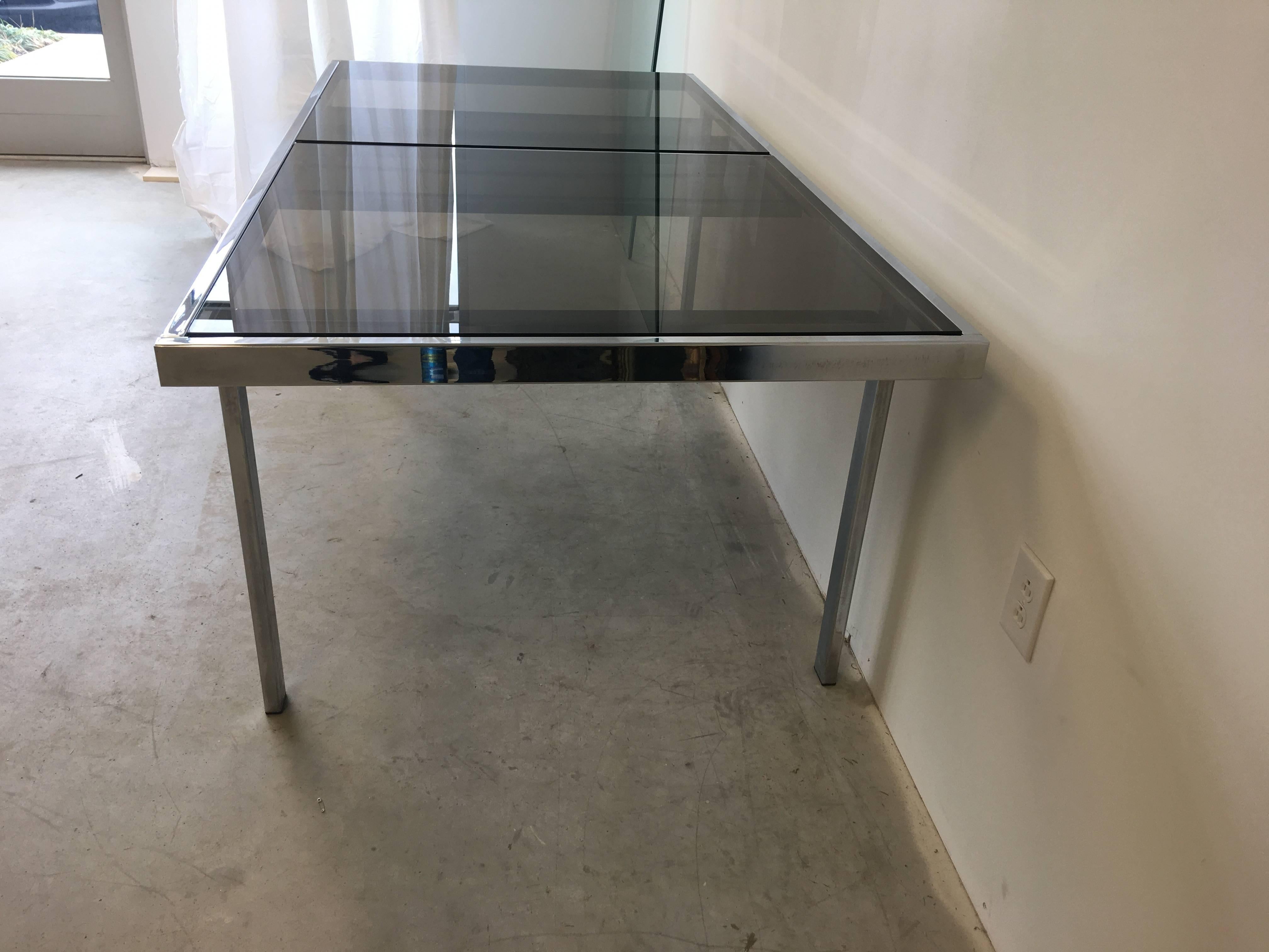 smoked glass extending dining table