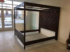 1970s Henredon Faux Bamboo Campaign Style Canopy Bed for King Size
