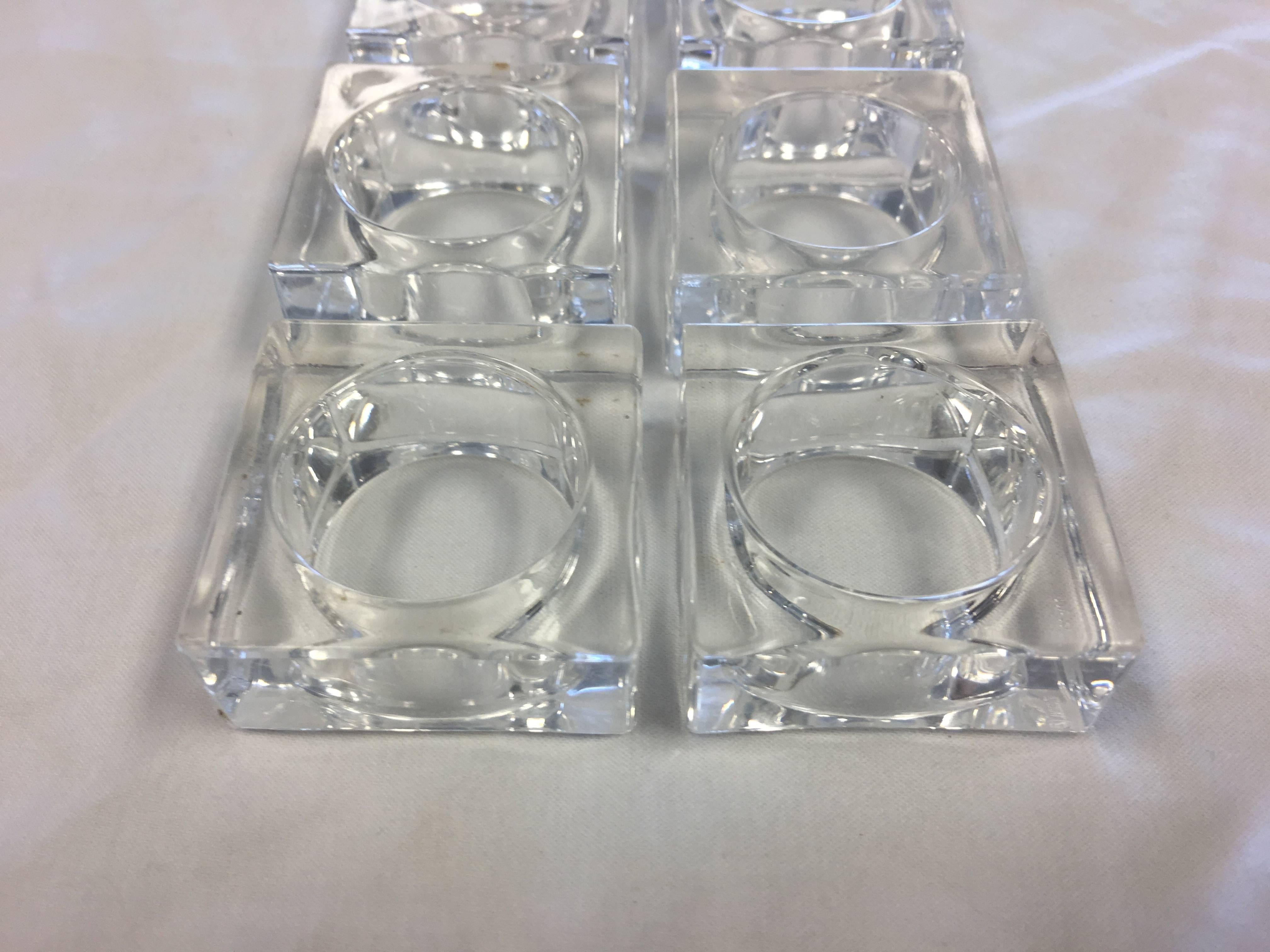 1960s Square Lucite Napkin Rings, Set of Eight In Good Condition In Richmond, VA