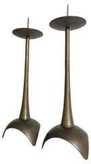 1960s Brass Pricket Candlesticks, Pair
