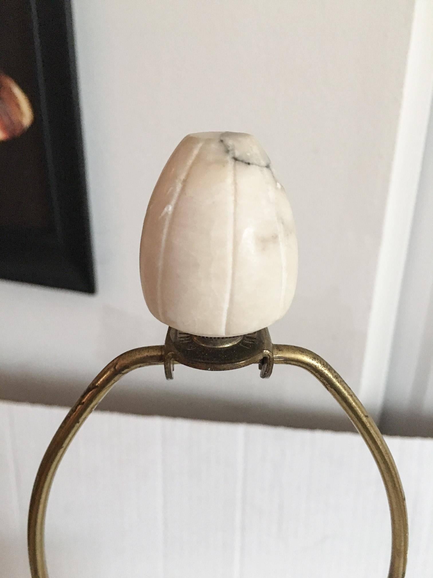 1930s Italian Solid Alabaster Urn Lamp with Alabaster Finial In Excellent Condition In Richmond, VA