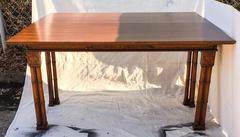 Early 20th Century Faux Bamboo Walnut Flip-Top Dining Table or Game Table