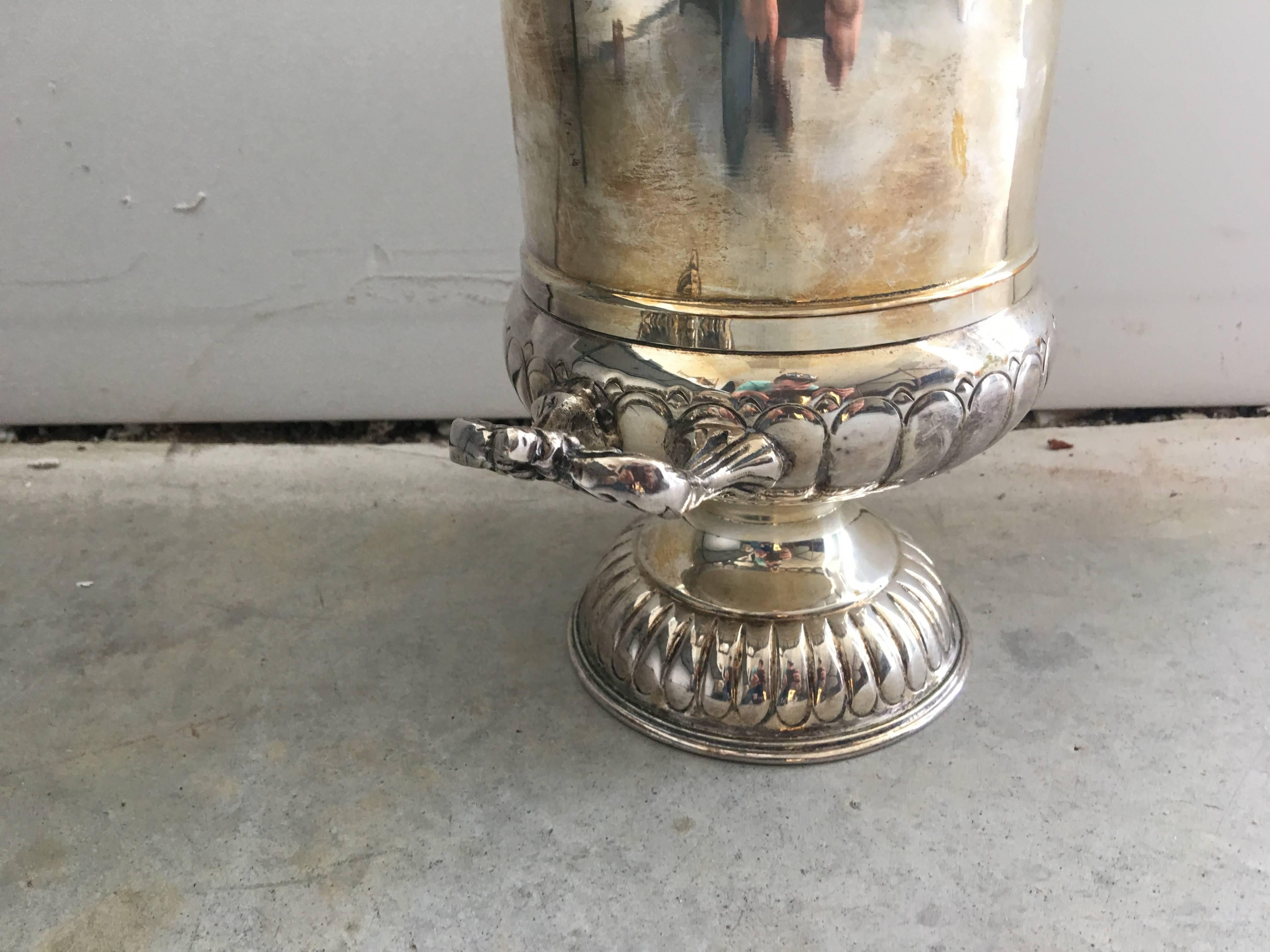 1930s English Silver Urn Wine Chiller In Excellent Condition In Richmond, VA